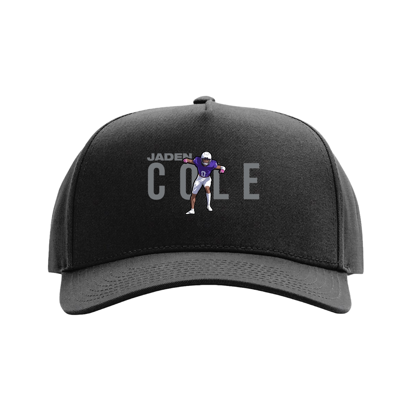 Full Fabric Five-Panel Champ Cap — Player Name in Black