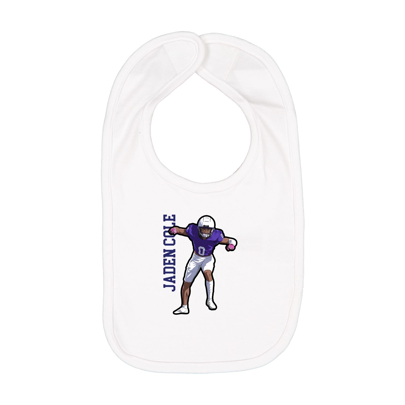Infant Bib — Name Vertical in White