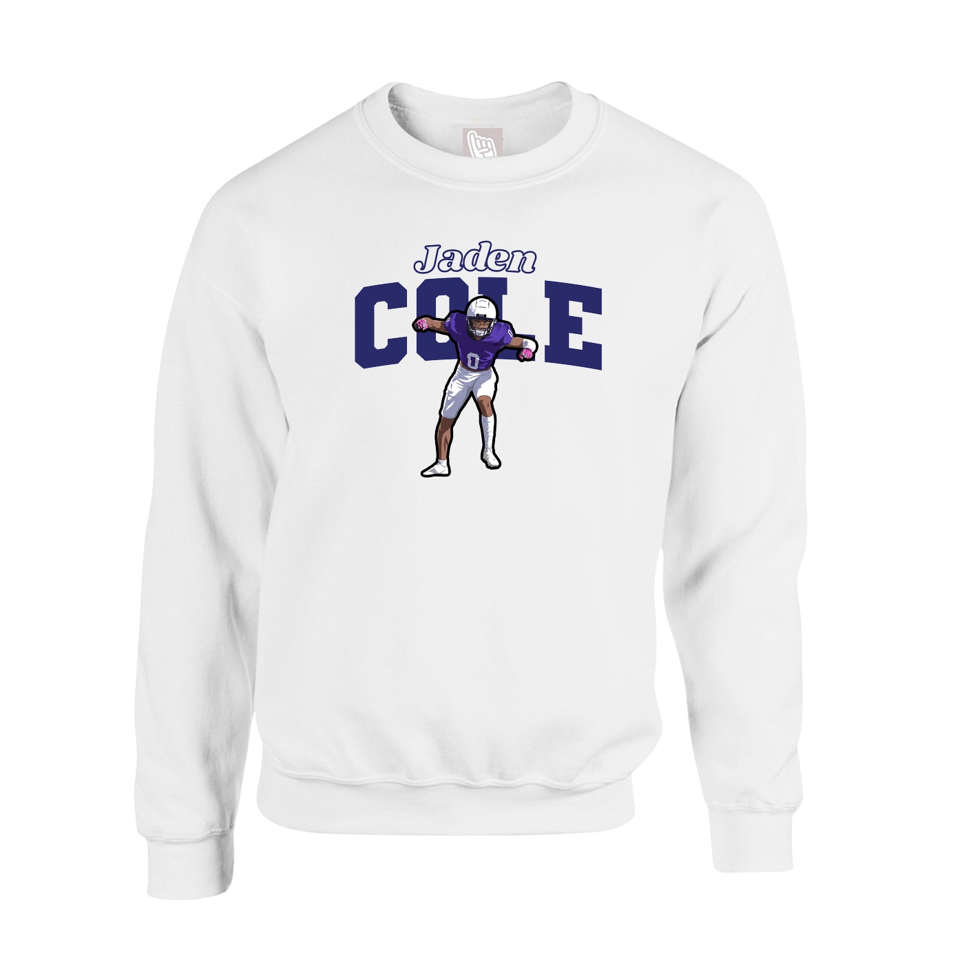 Fleece Crew — Name Arch in White
