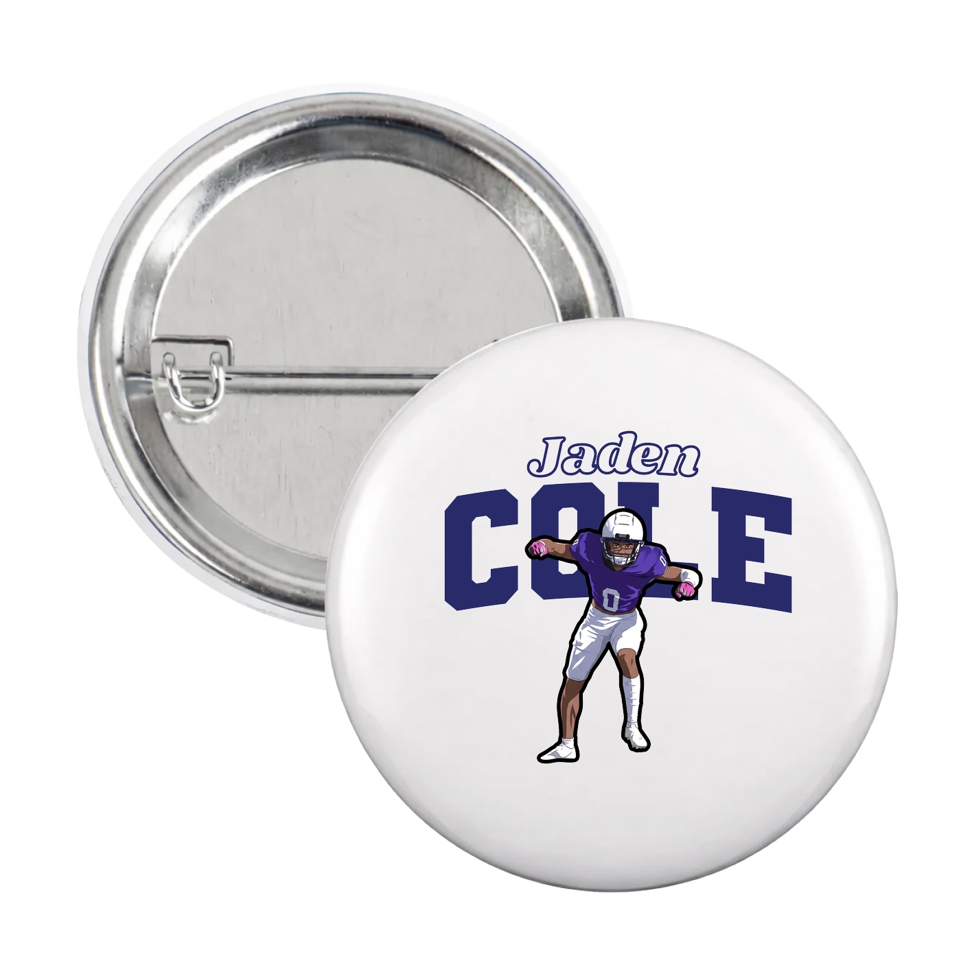 Game Day Button — Name Arch in White
