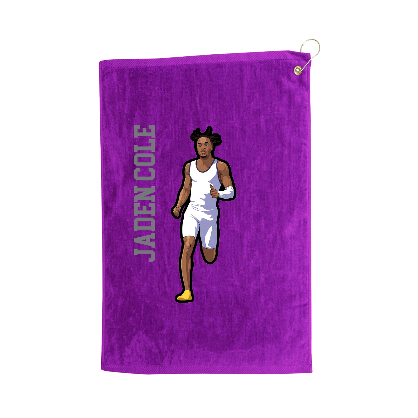 Golf Towel — Name Vertical in Purple