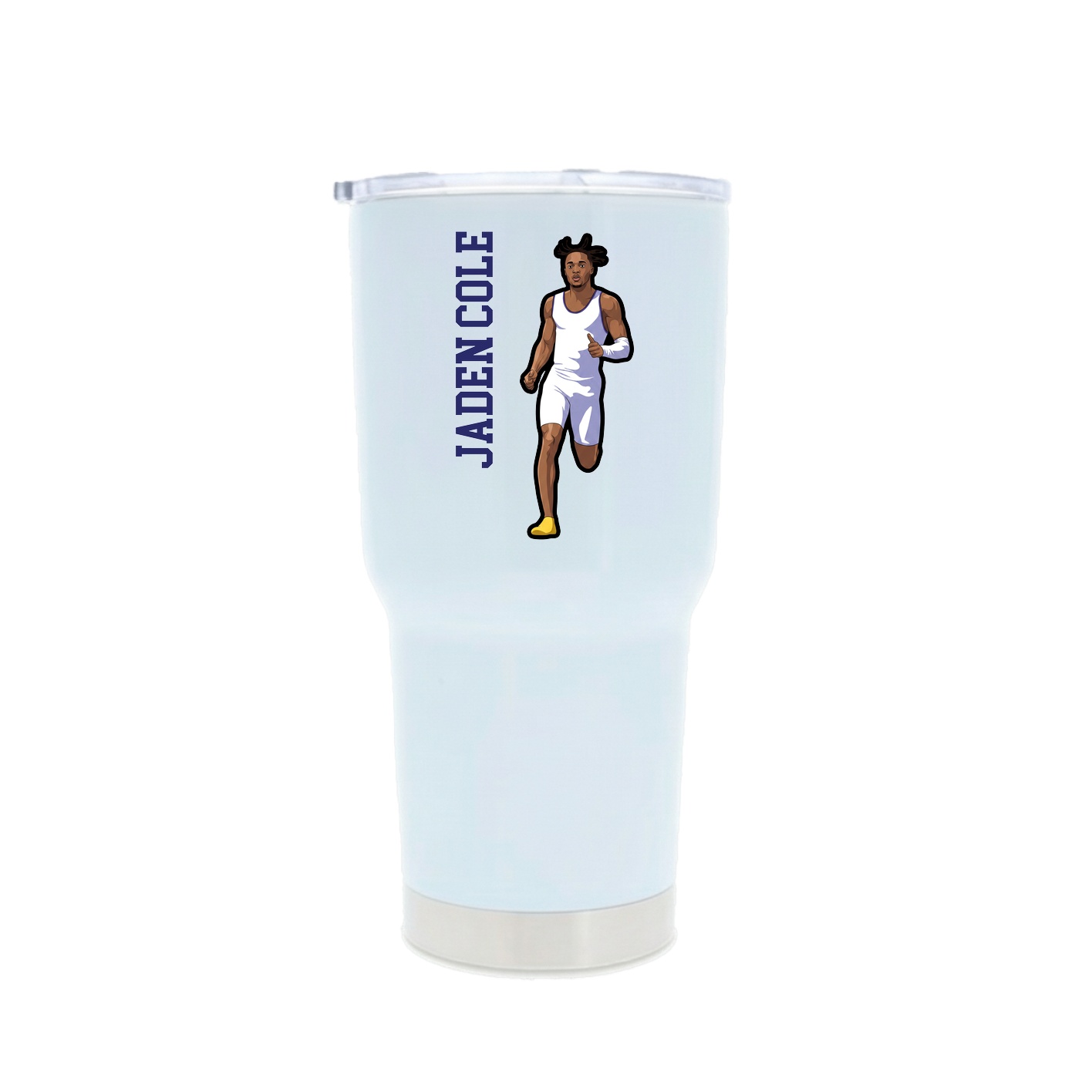 30oz Stainless Steel Tumbler — Name Vertical in White