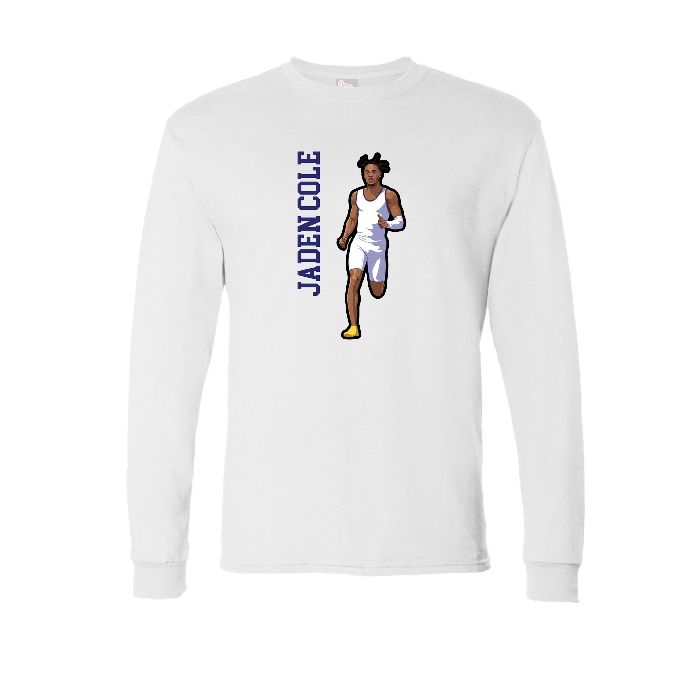 Long Sleeve Tee — Name Vertical in White