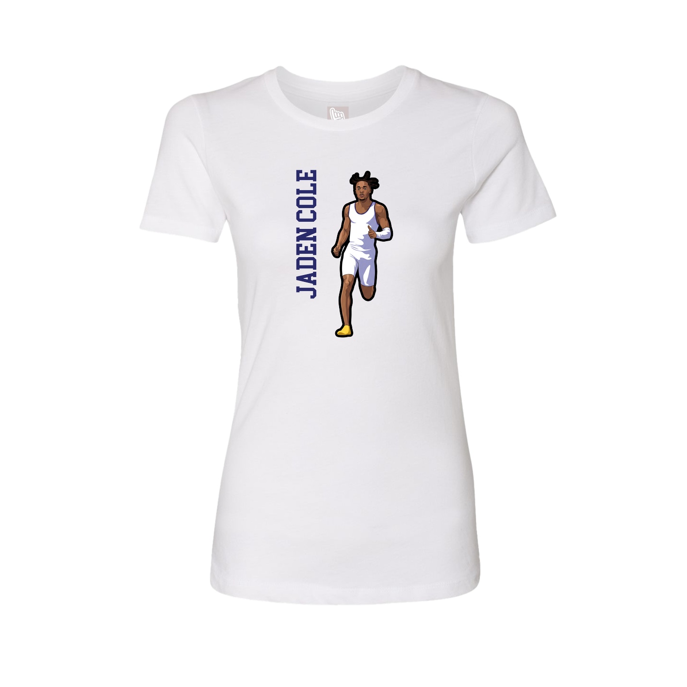 Womens Tee — Name Vertical in White