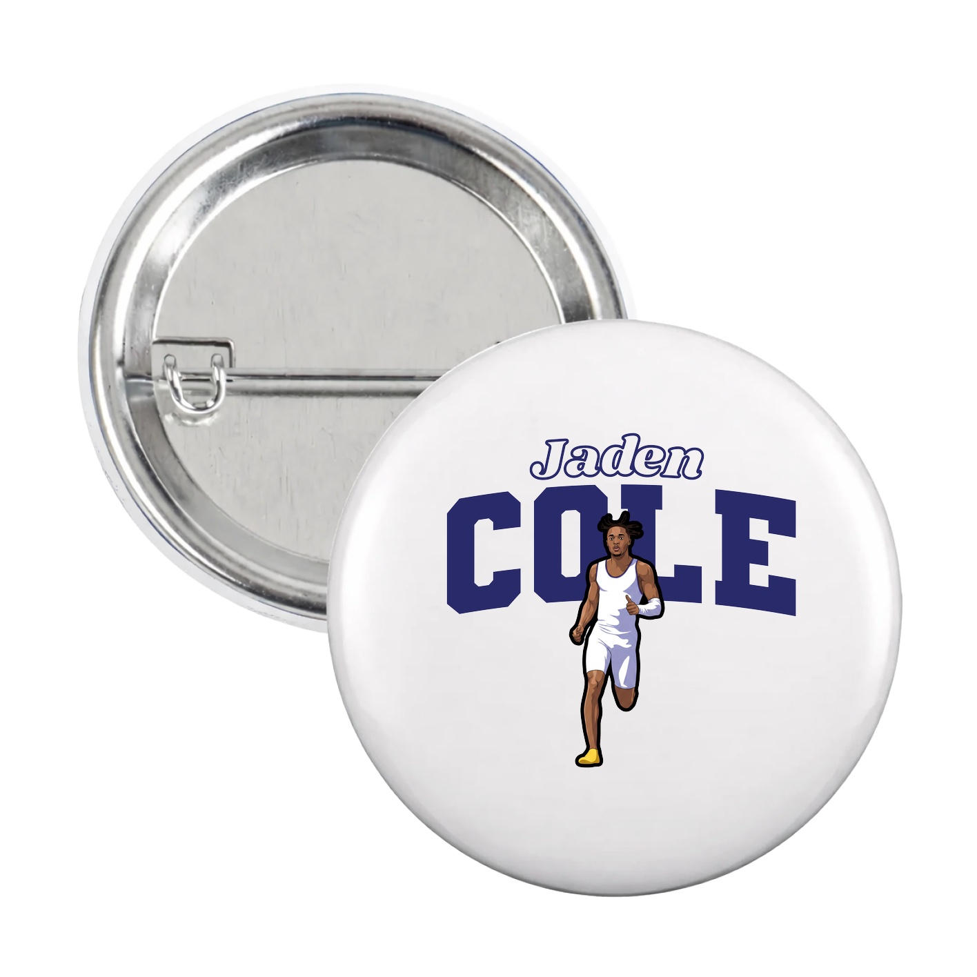 Game Day Button — Name Arch in White