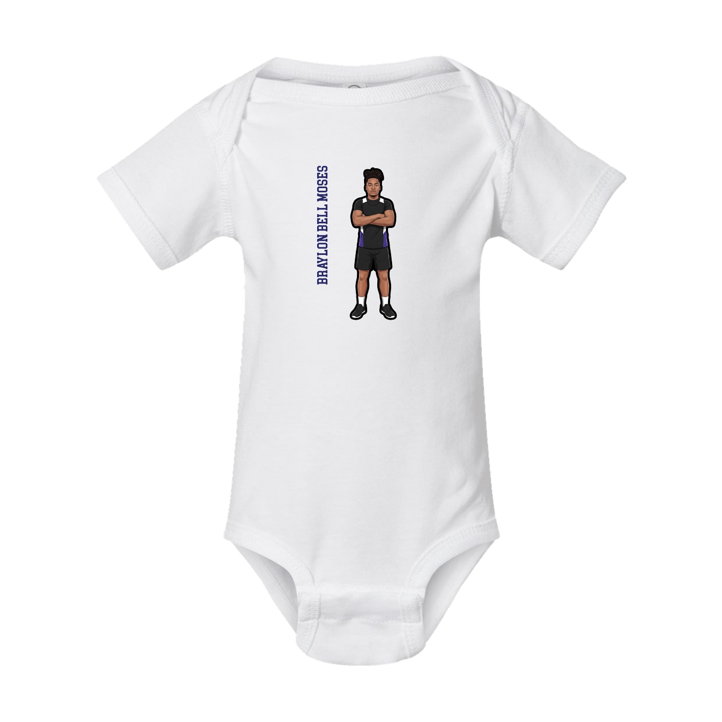 Baby Onesie — Name Vertical in White