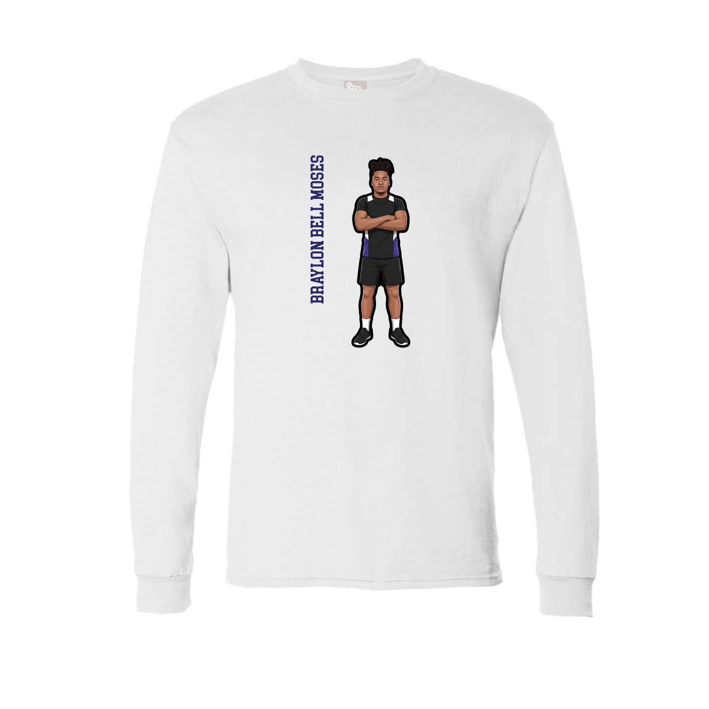 Long Sleeve Tee — Name Vertical in White