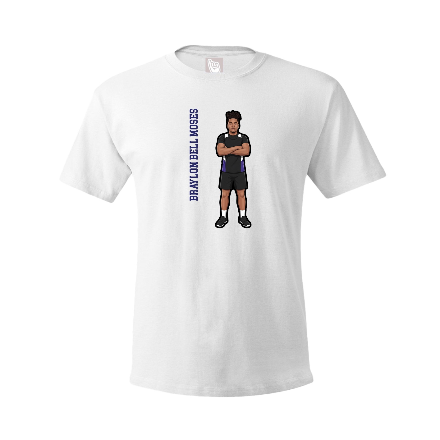 Youth Tee — Name Vertical in White