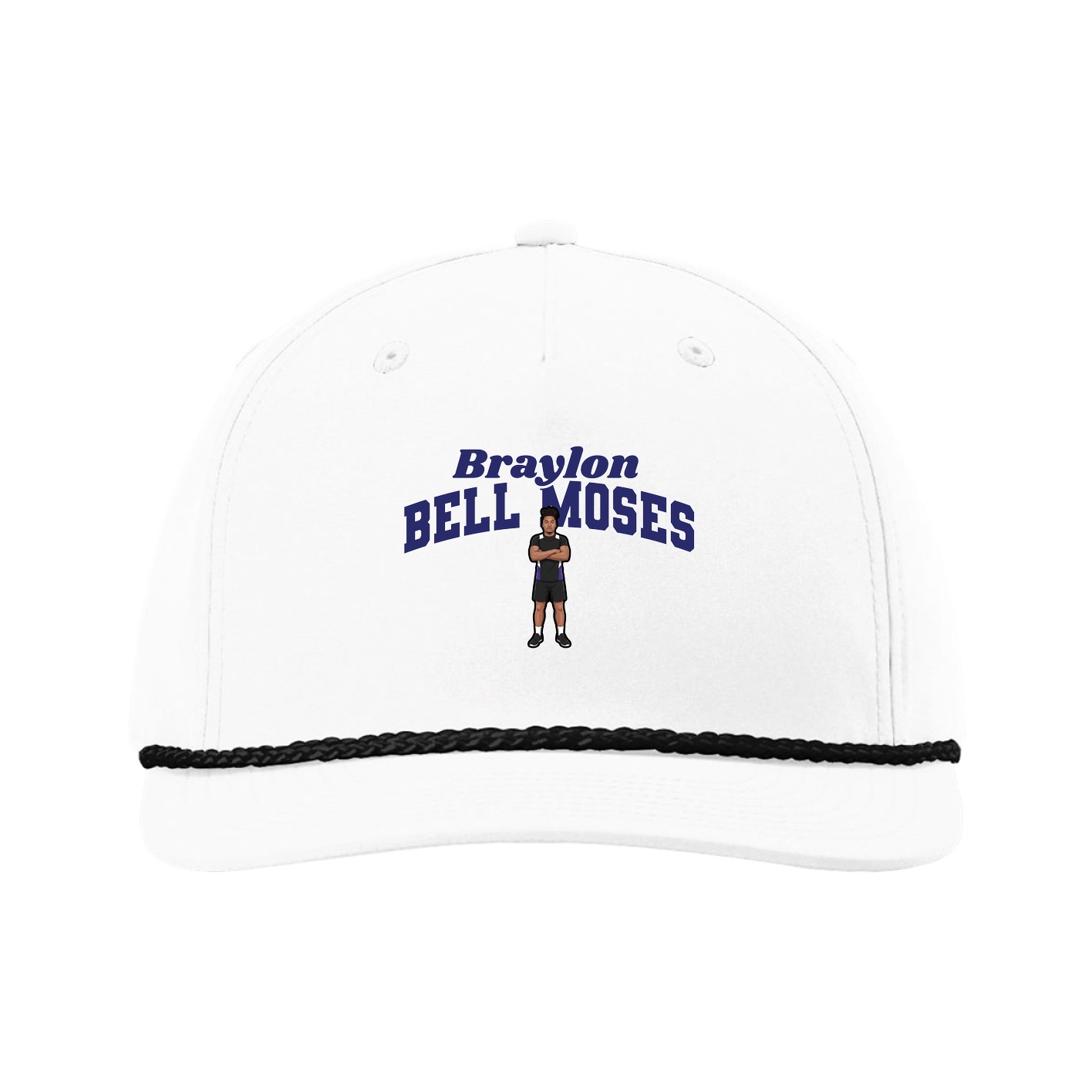 Five-Panel Classic Rope Cap — Signature Arch in White