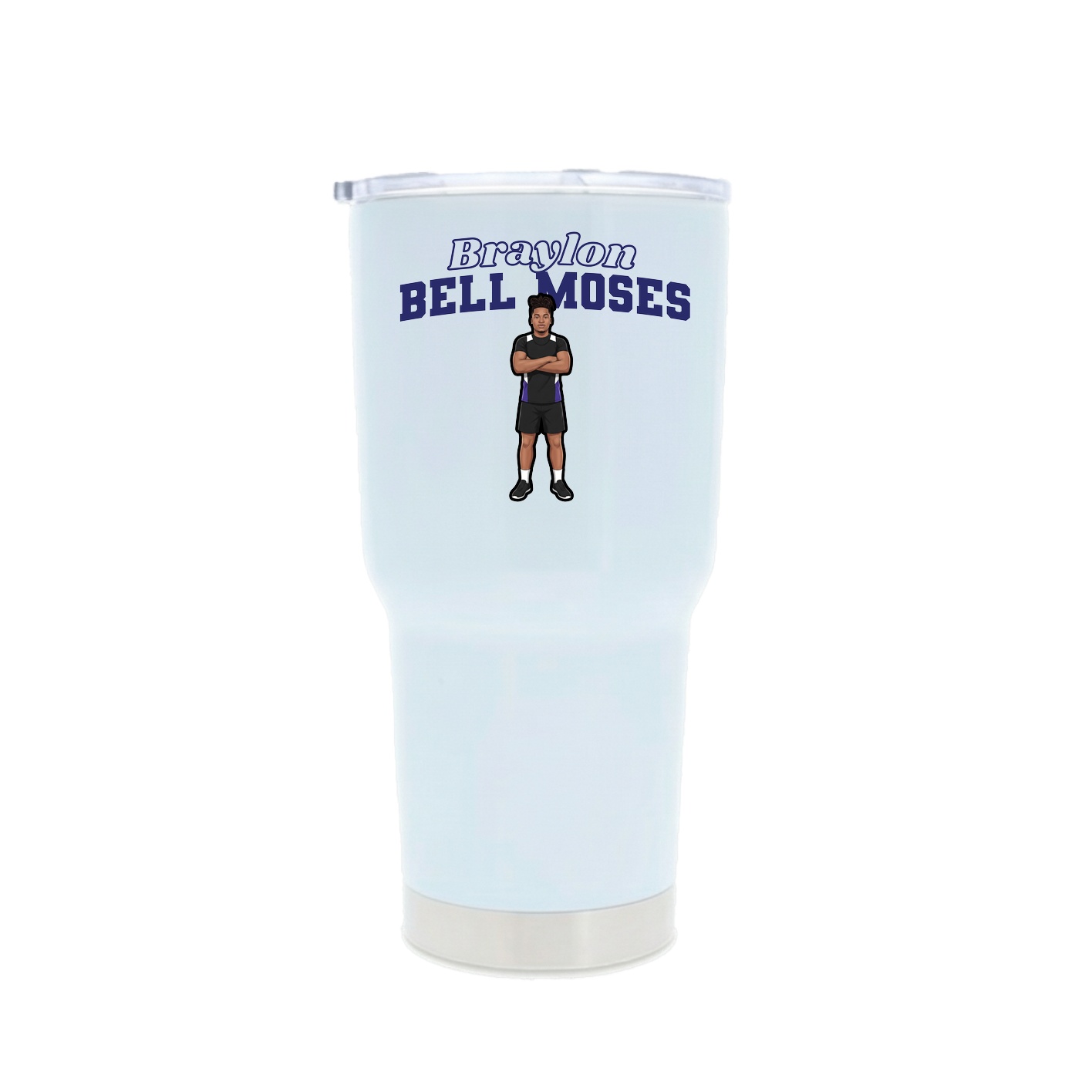 30oz Stainless Steel Tumbler — Name Arch in White