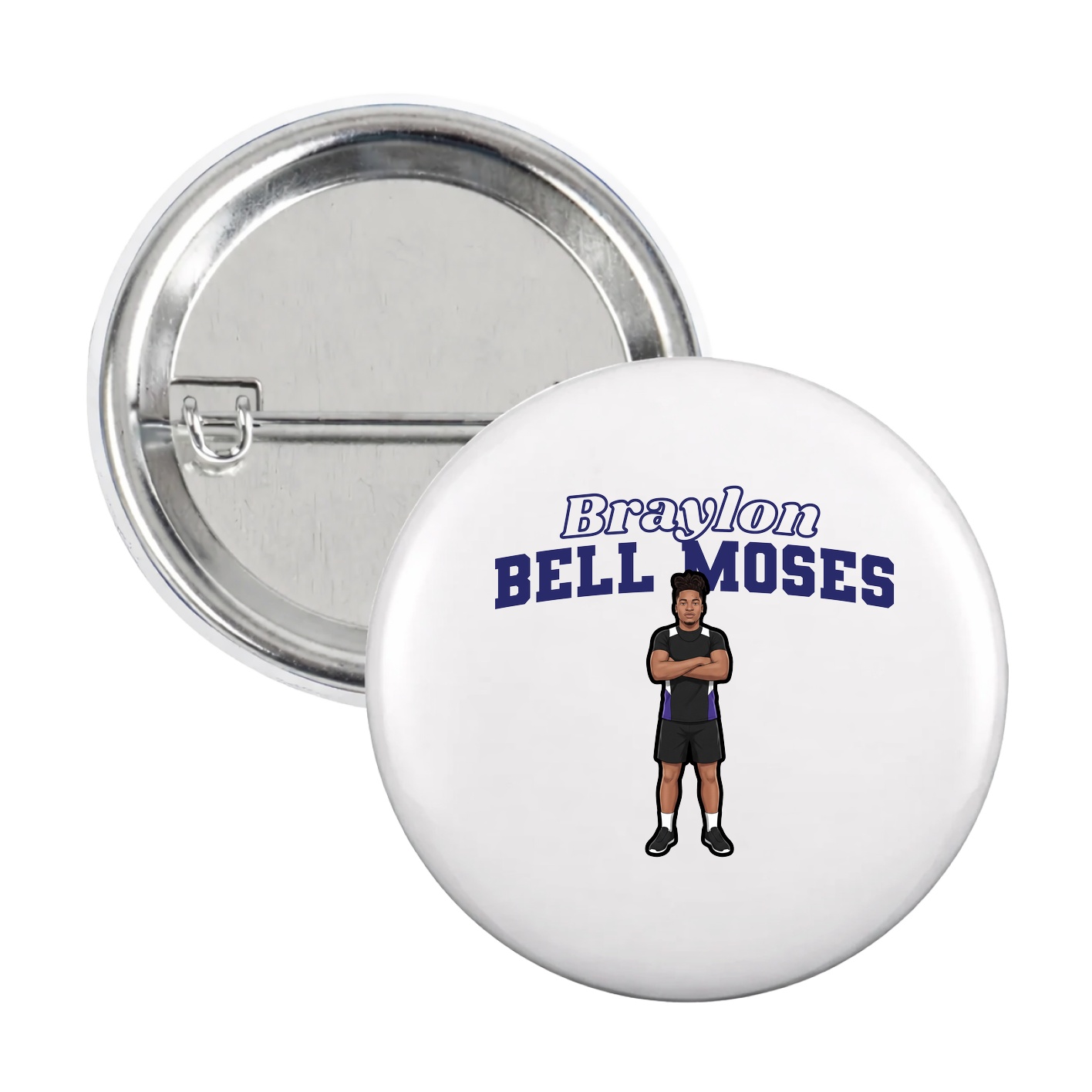 Game Day Button — Name Arch in White