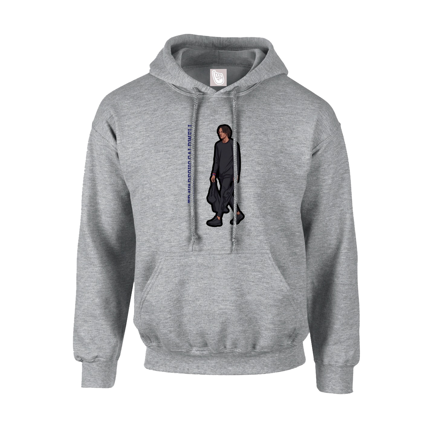 Youth Hoodie — Name Vertical in Grey