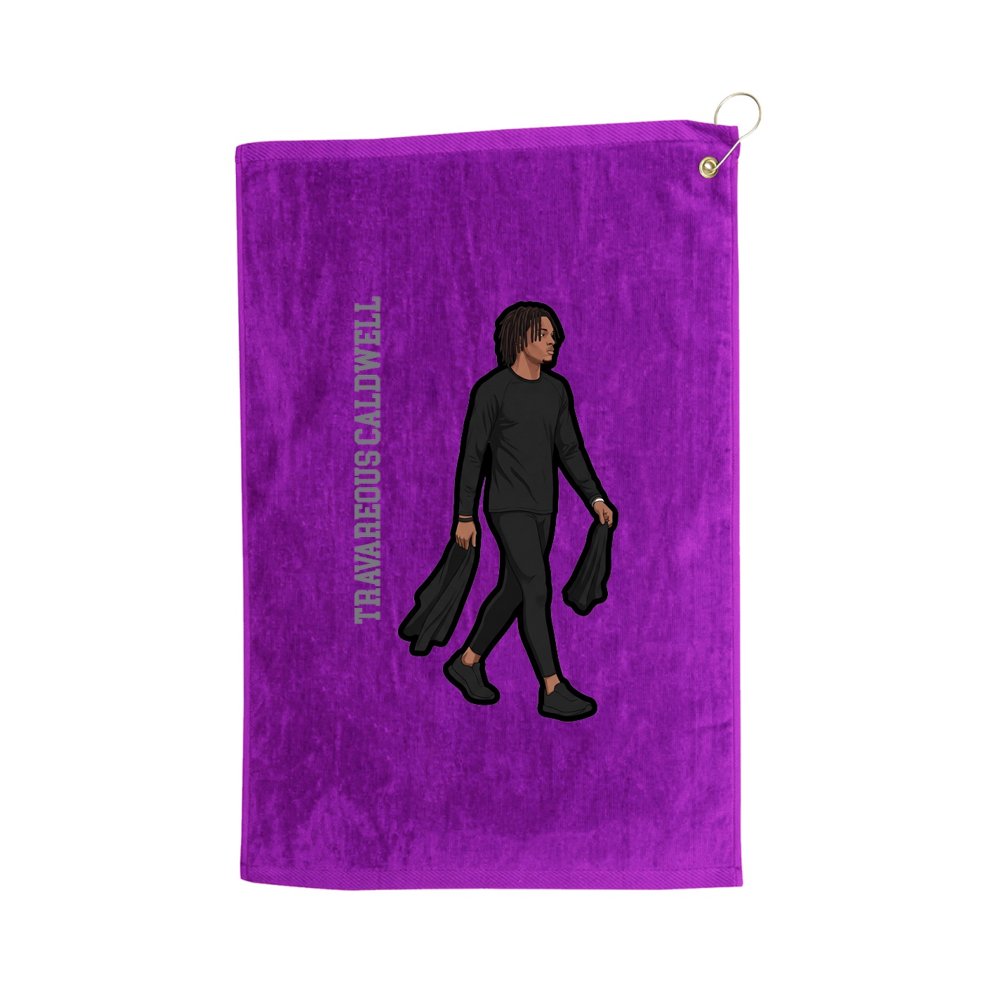Golf Towel — Name Vertical in Purple