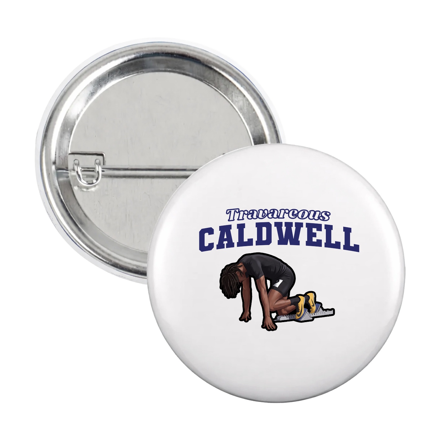 Game Day Button — Name Arch in White