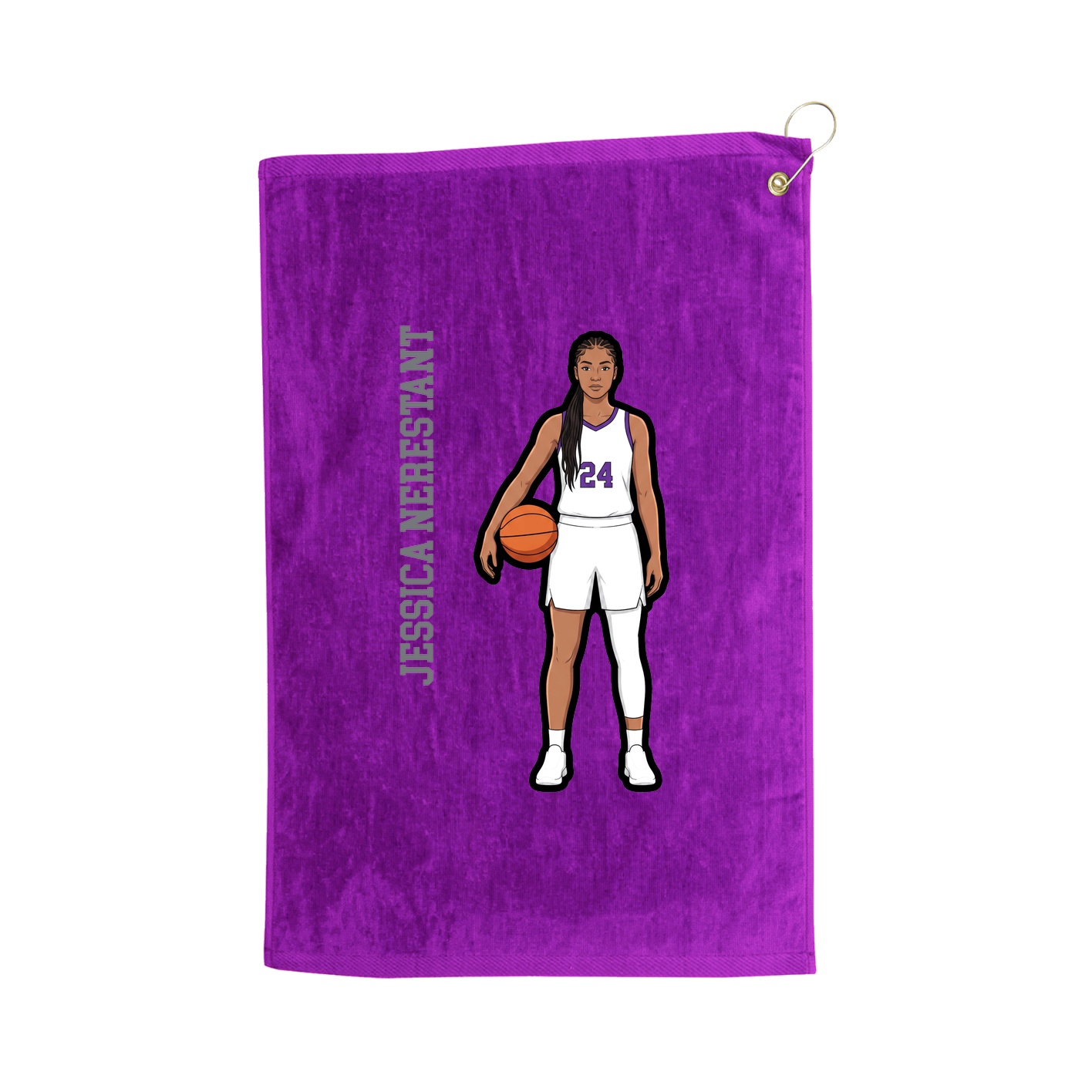 Golf Towel — Name Vertical in Purple