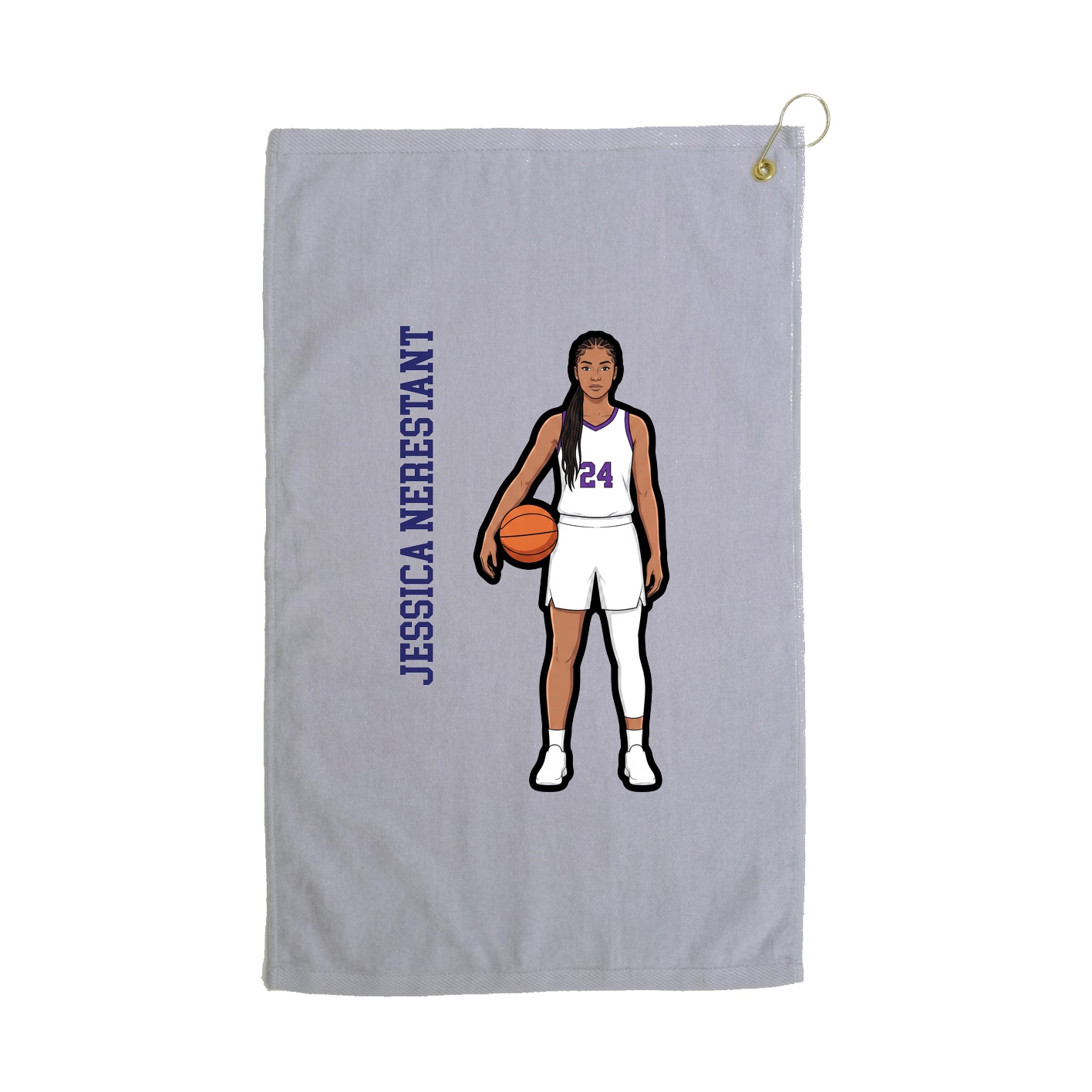 Golf Towel — Name Vertical in Grey