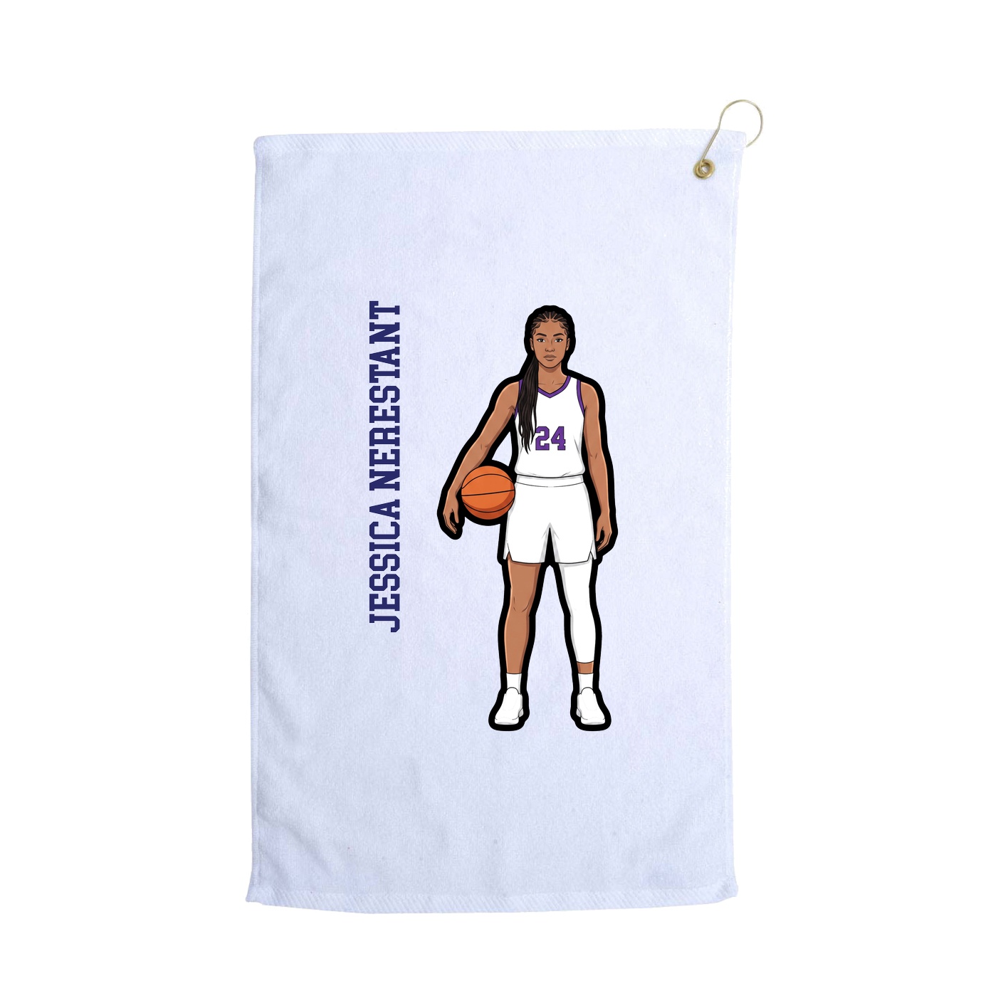 Golf Towel — Name Vertical in White