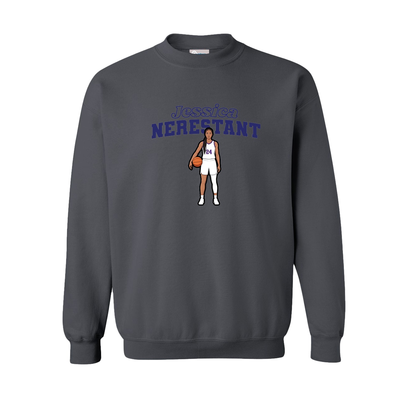 Fleece Crew — Name Arch in Grey