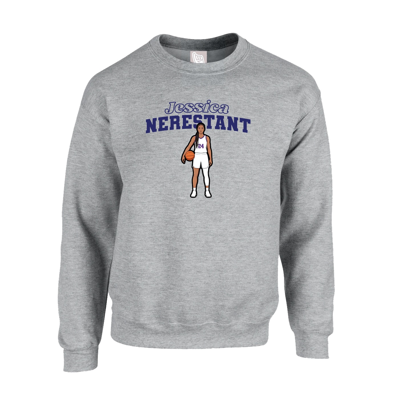 Fleece Crew — Name Arch in Grey