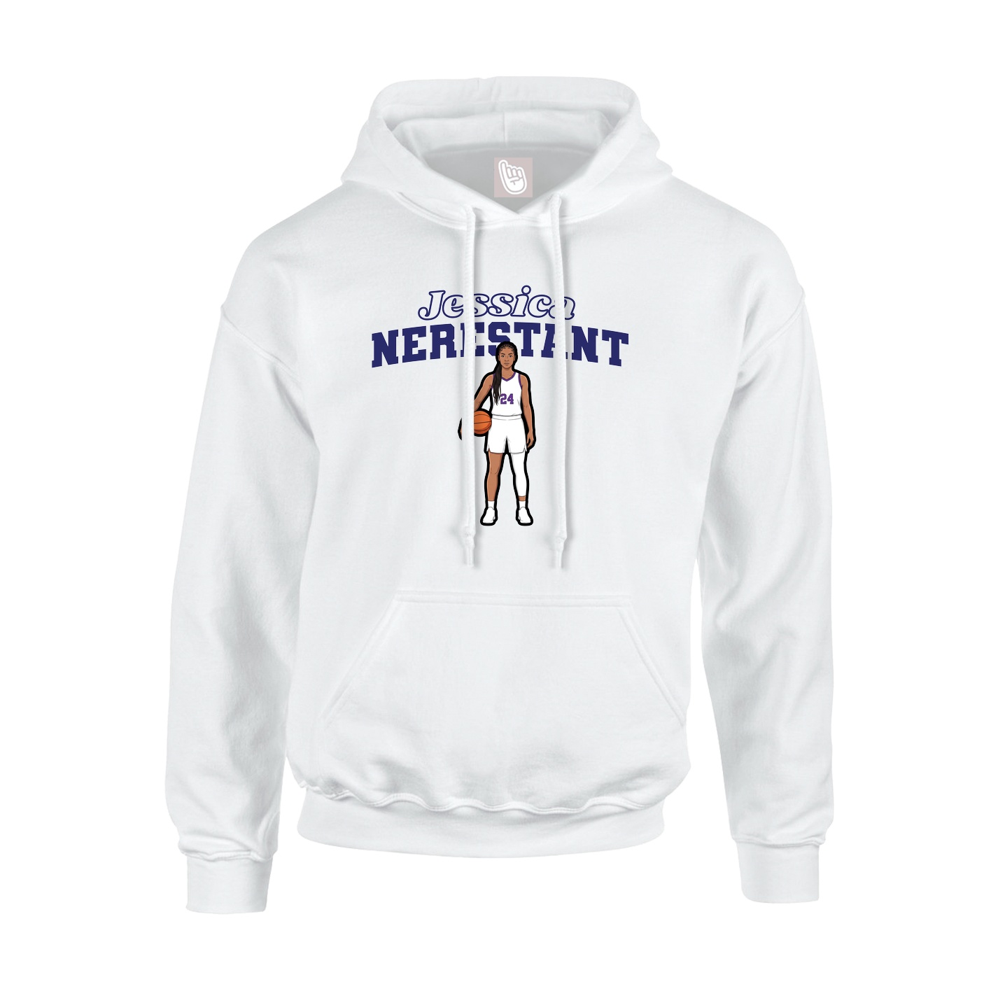Youth Hoodie — Name Arch in White