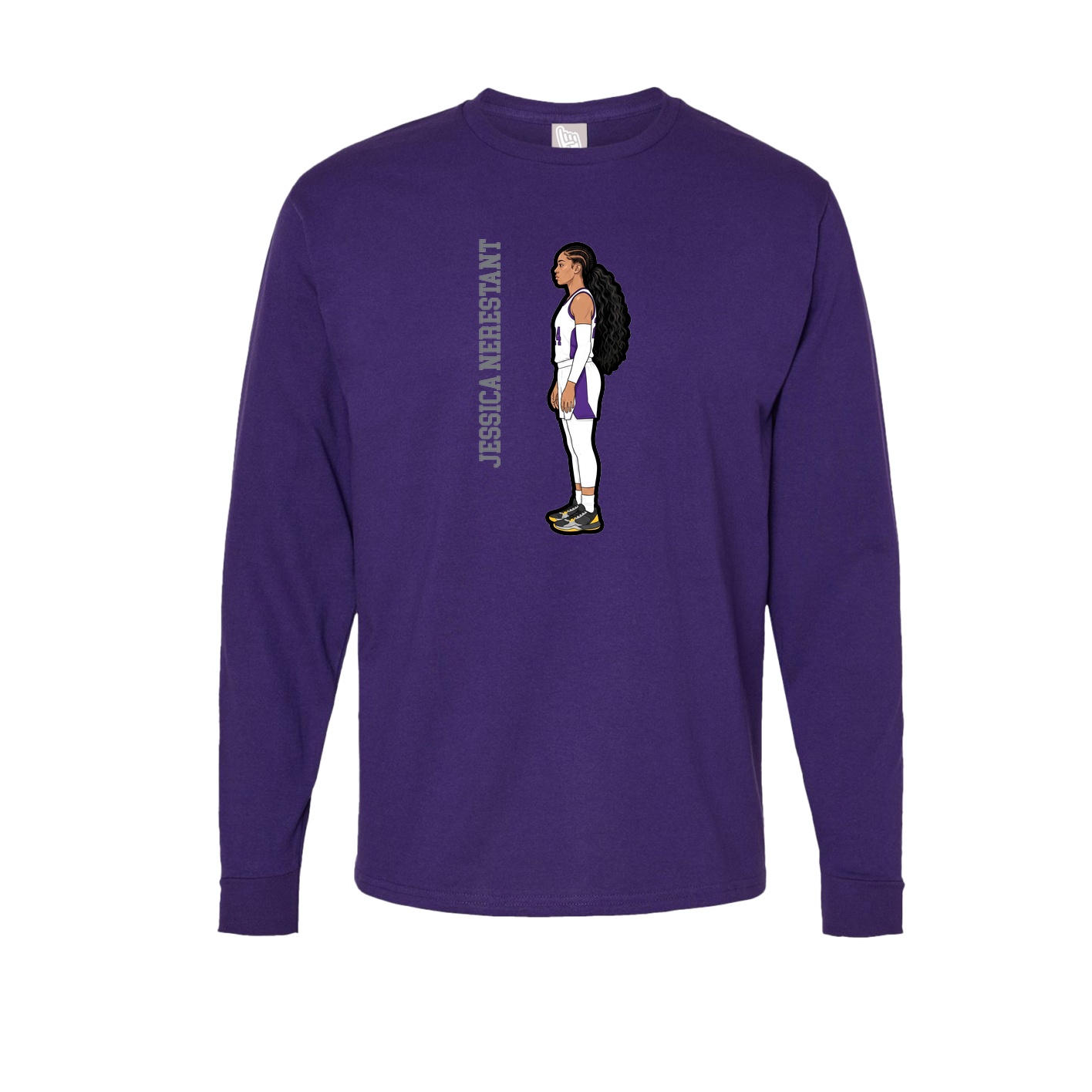 Long Sleeve Tee — Name Vertical in Purple