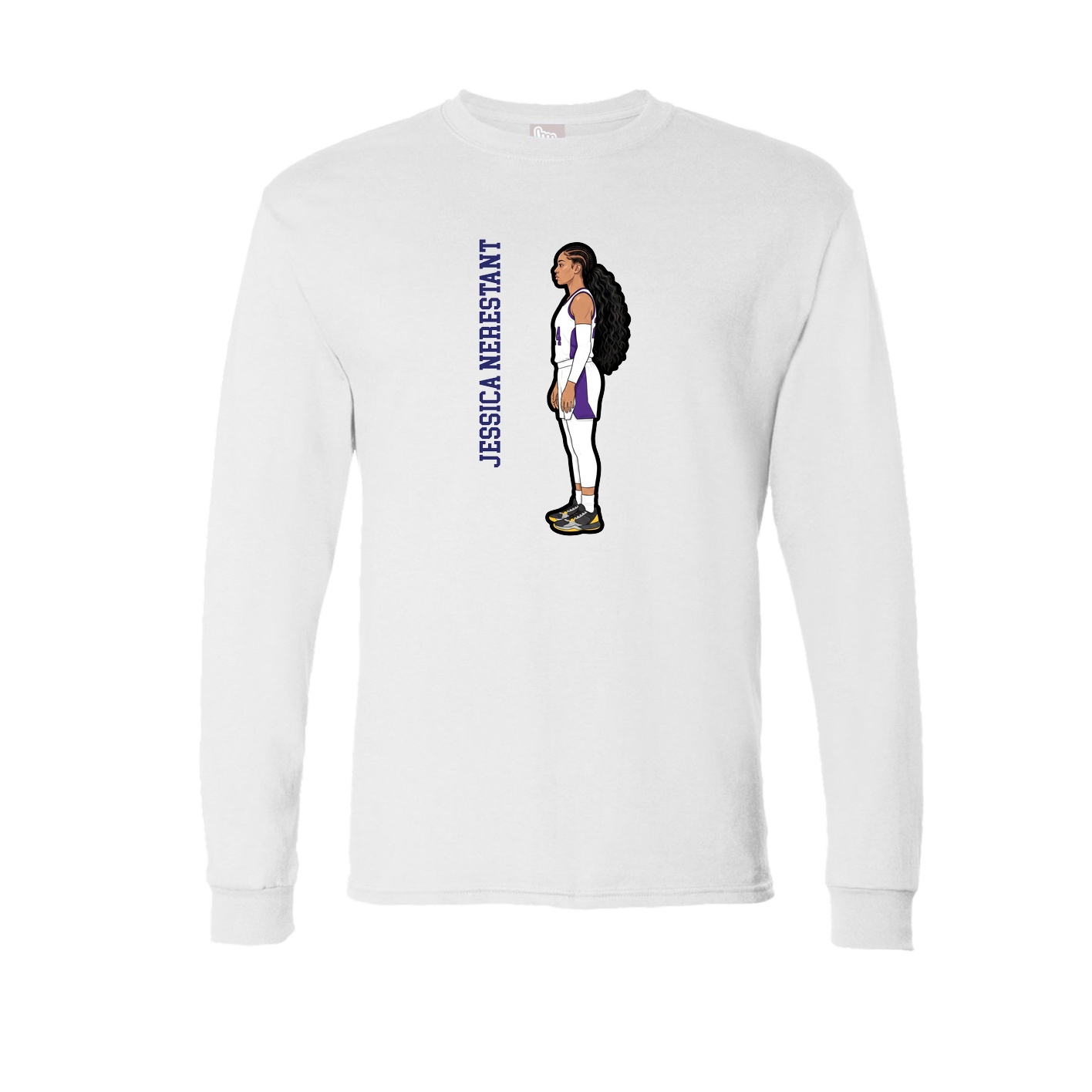 Long Sleeve Tee — Name Vertical in White