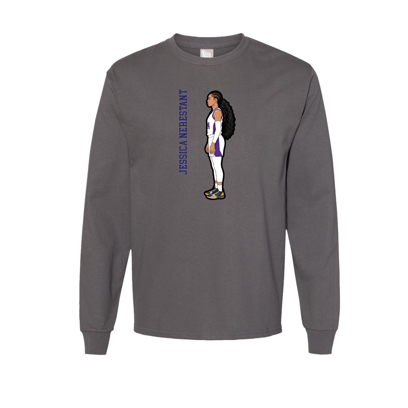 Long Sleeve Tee — Name Vertical in Grey