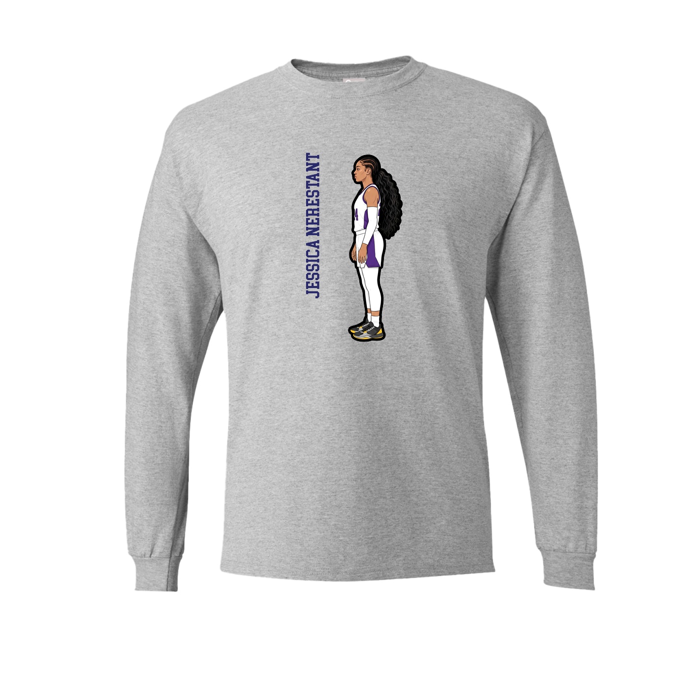 Long Sleeve Tee — Name Vertical in Grey