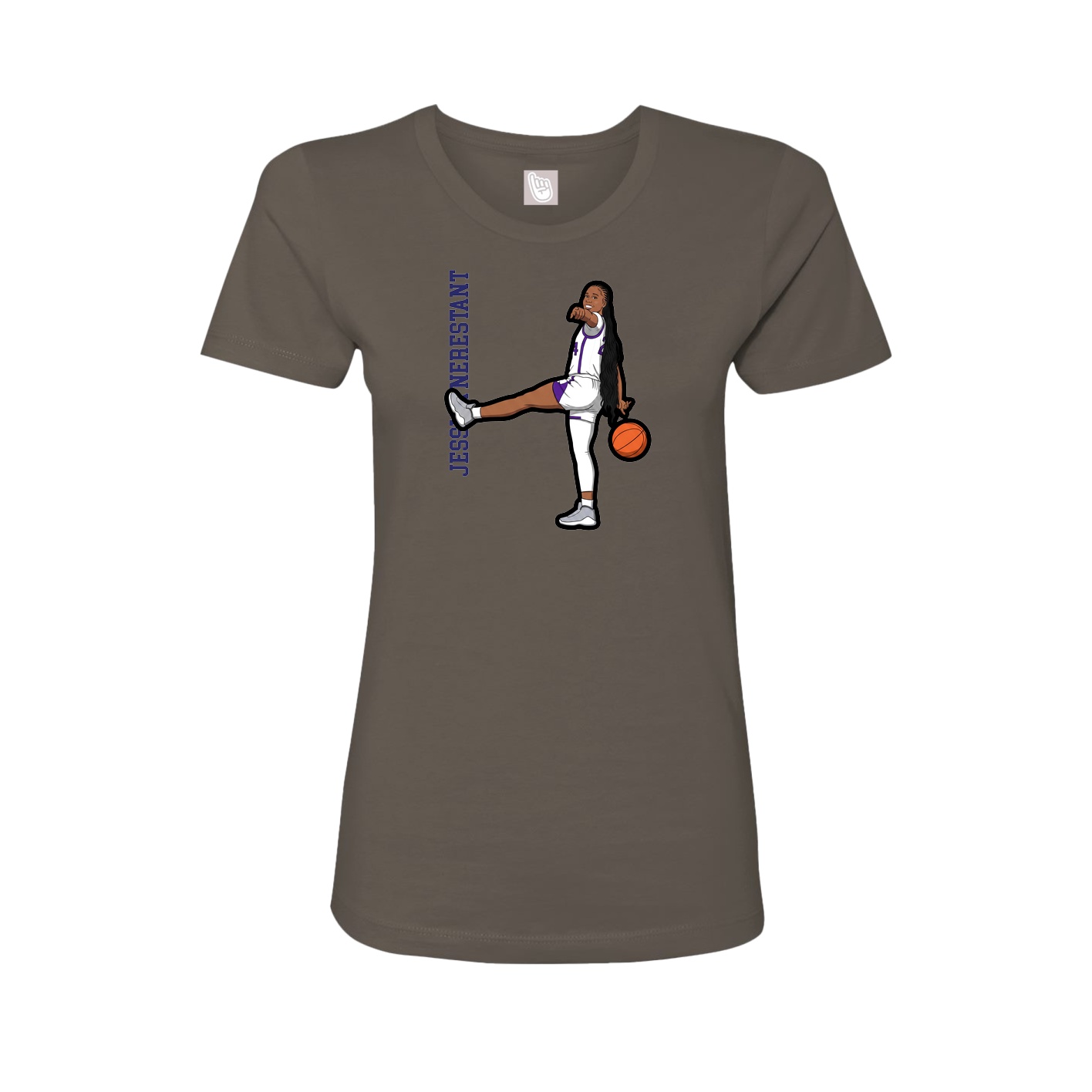 Womens Tee — Name Vertical in Grey