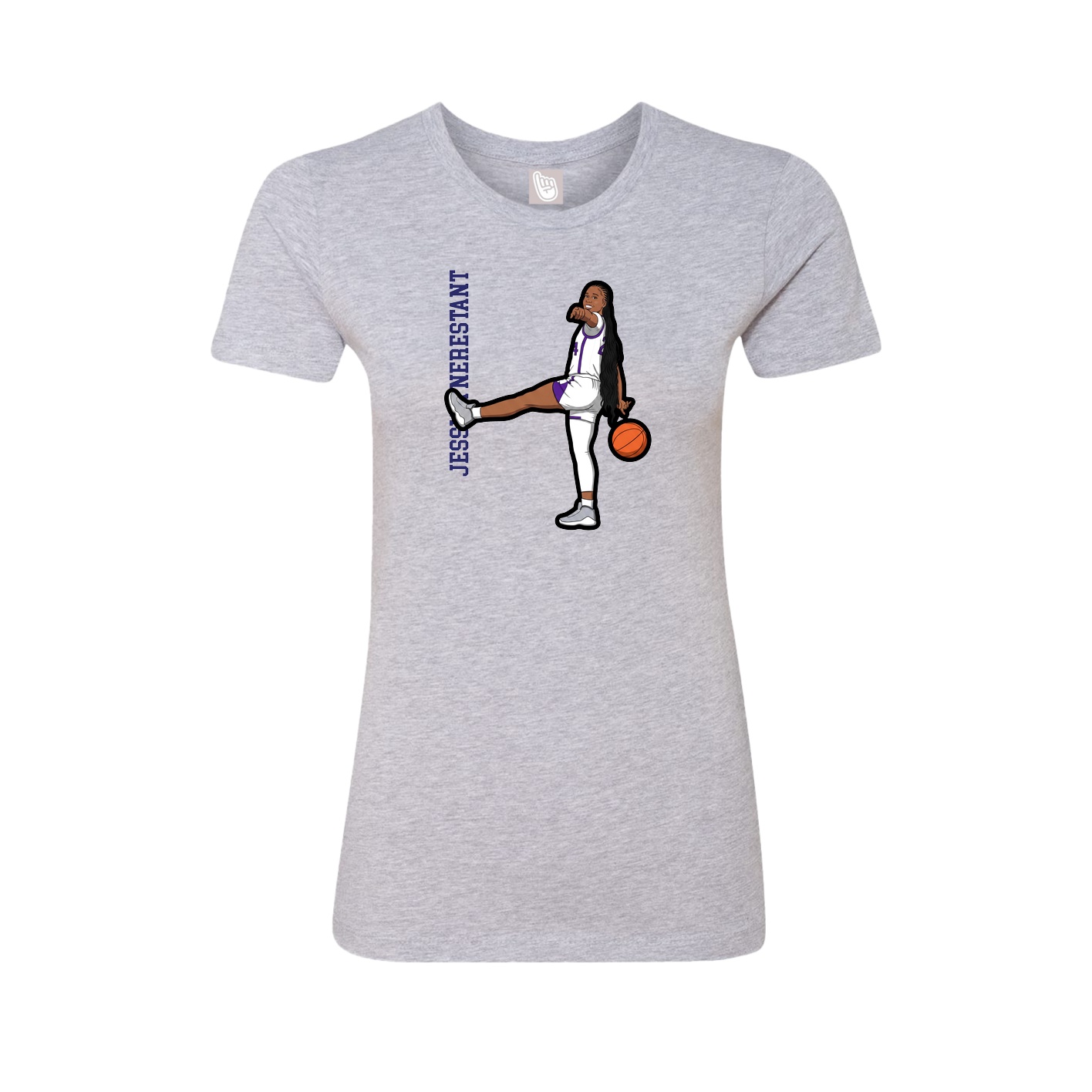Womens Tee — Name Vertical in Grey