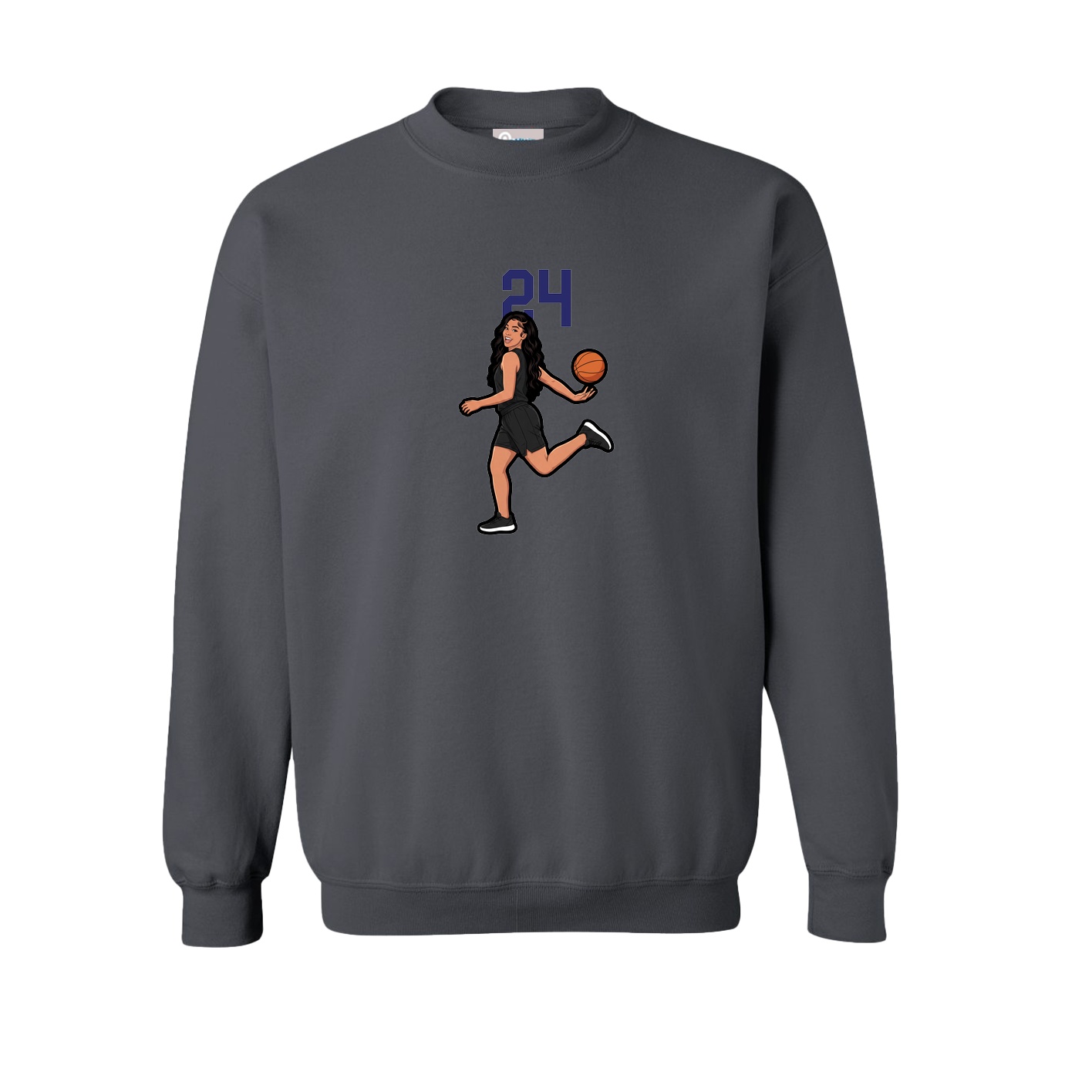 Fleece Crew — Number Top in Grey