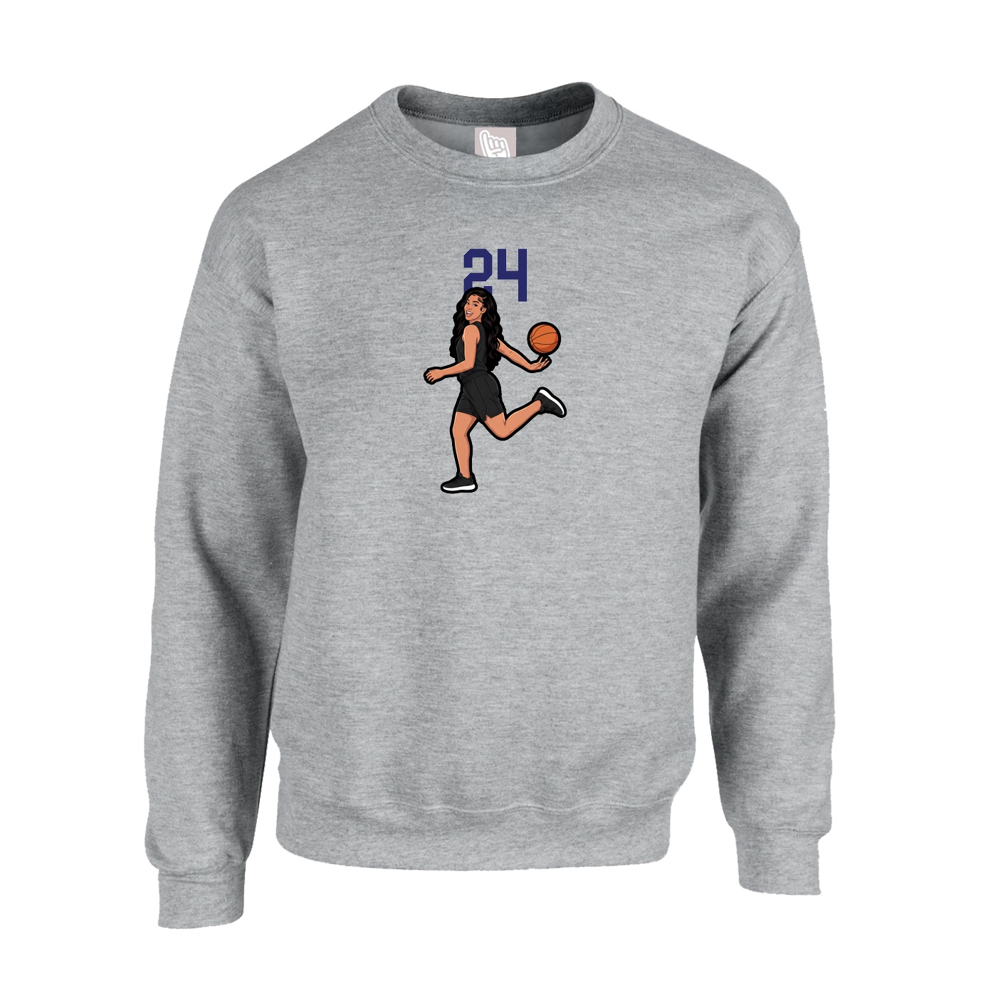 Fleece Crew — Number Top in Grey