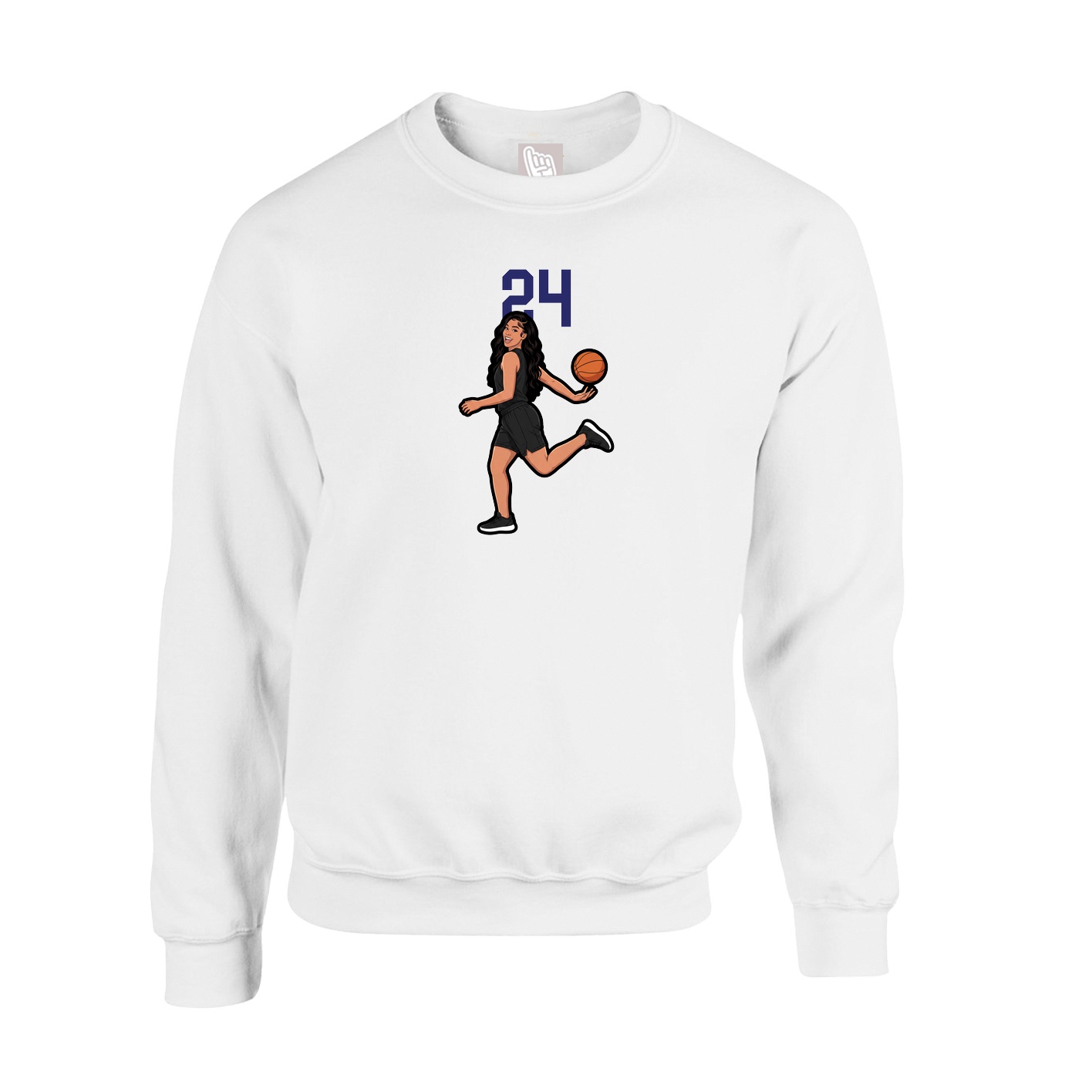 Fleece Crew — Number Top in White