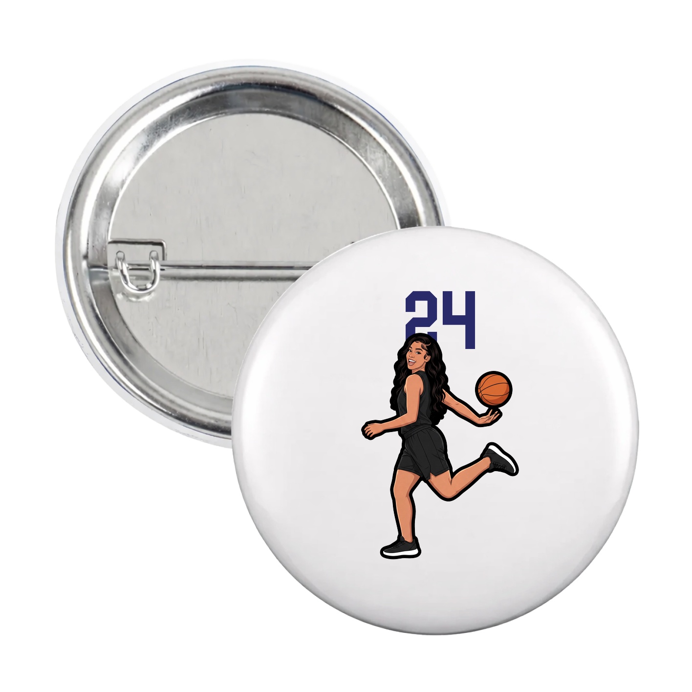 Game Day Button — Number Top in White
