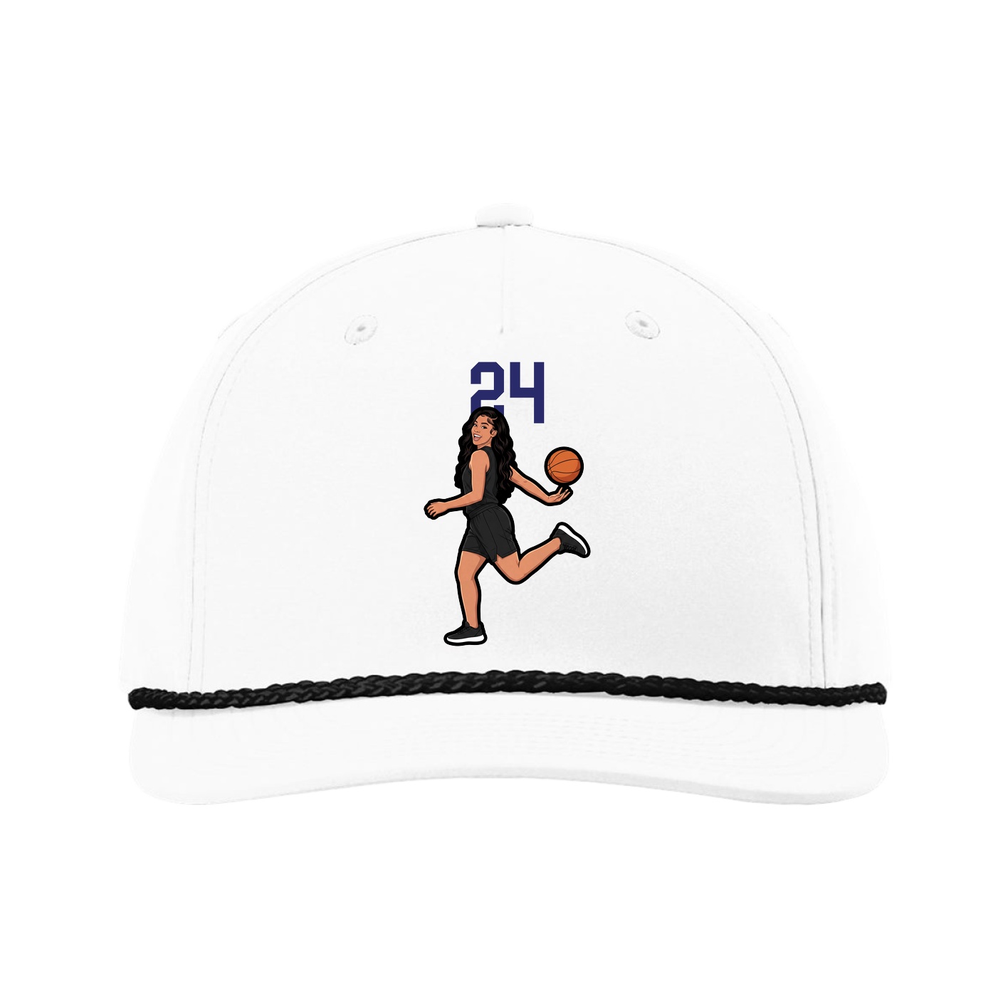 Five-Panel Classic Rope Cap — Number Top in White