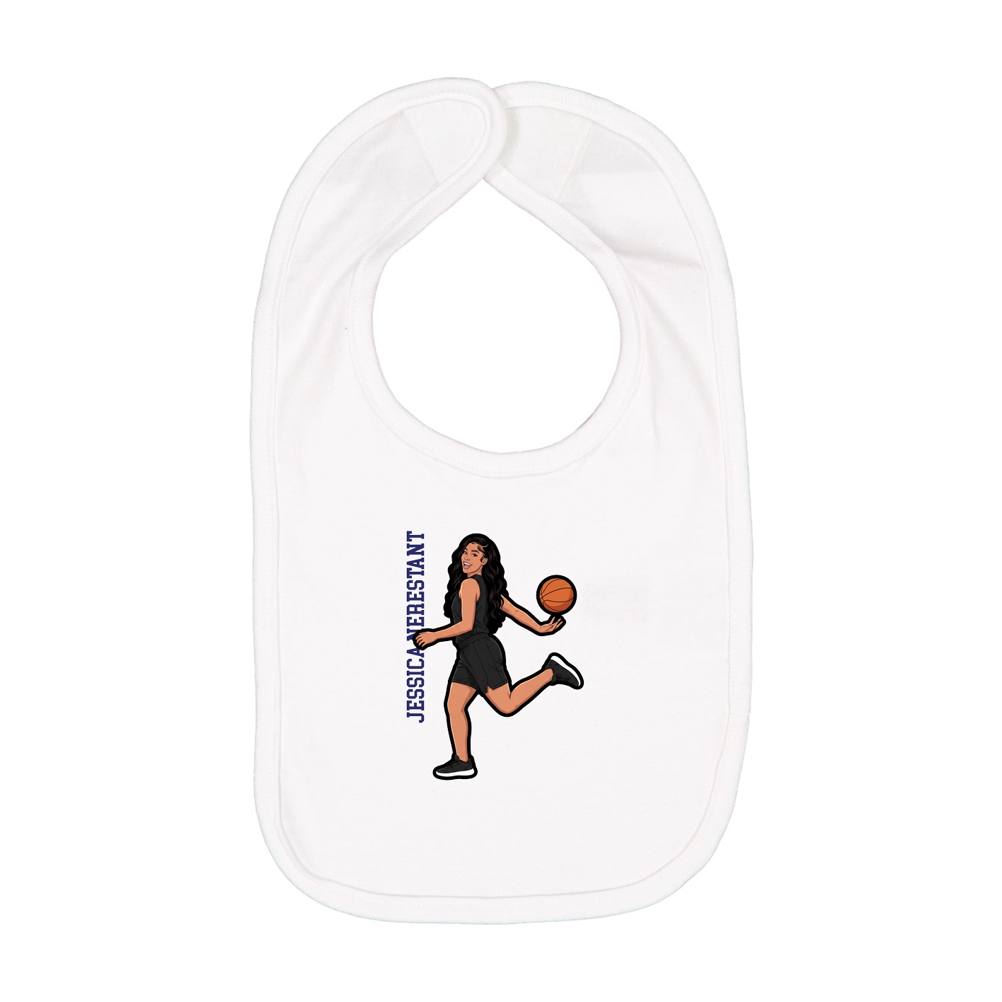 Infant Bib — Name Vertical in White