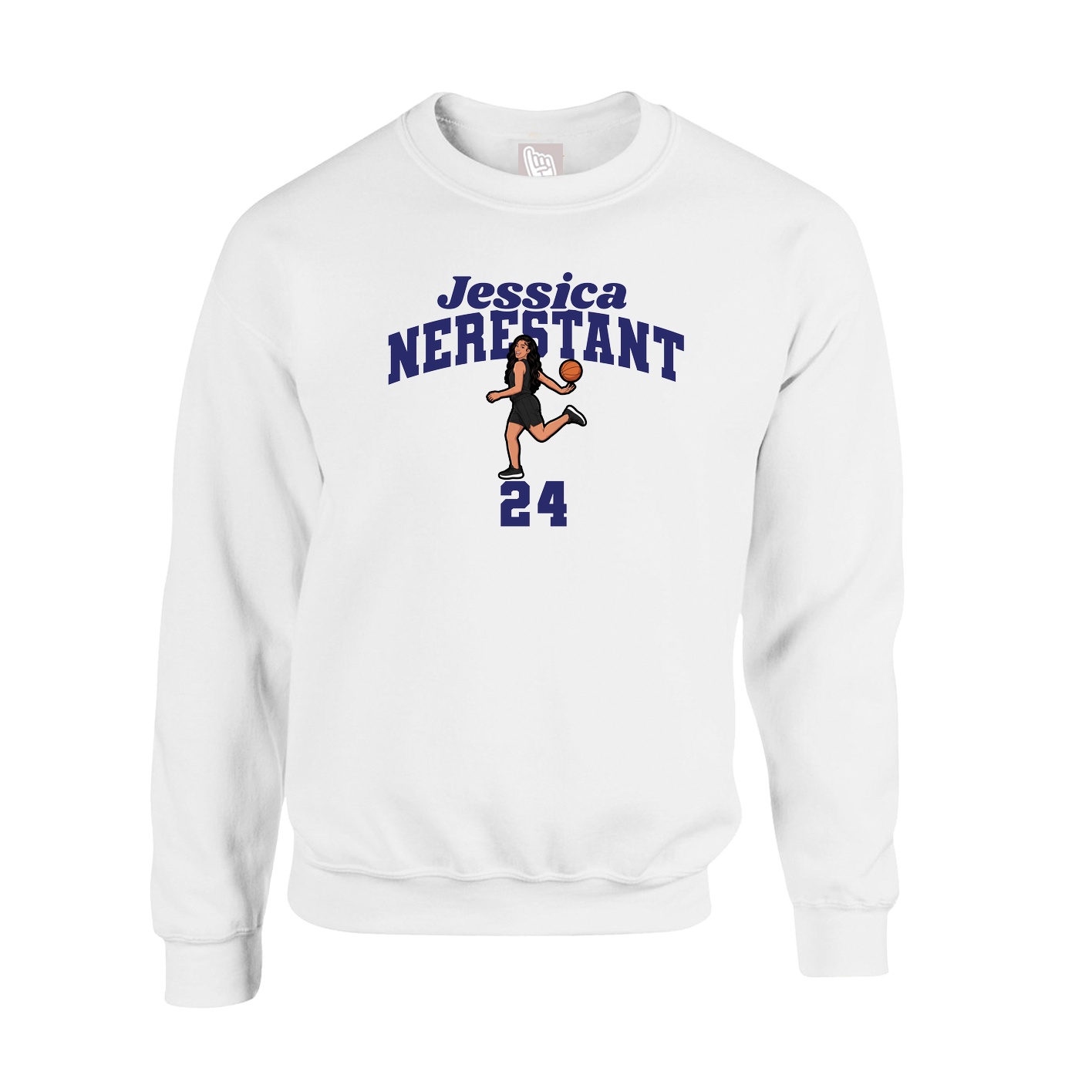 Fleece Crew — Signature Arch in White