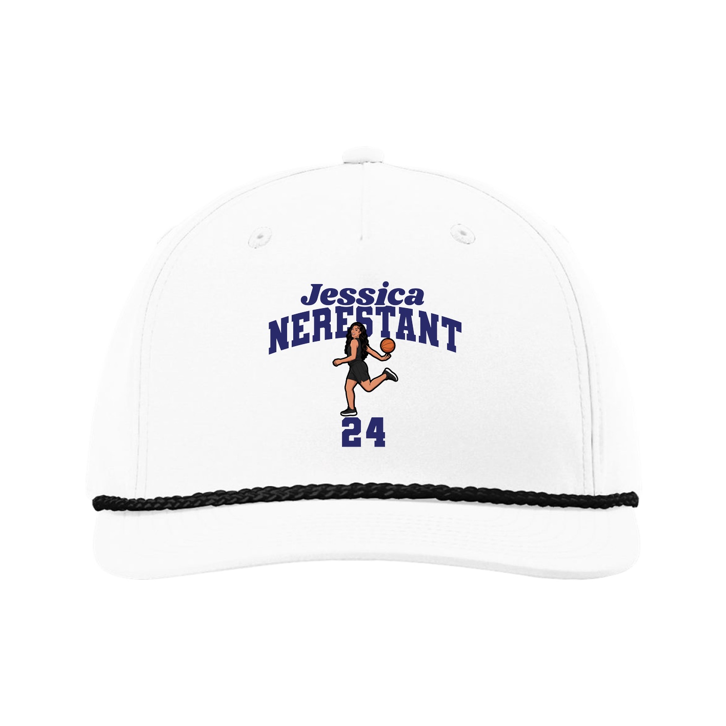 Five-Panel Classic Rope Cap — Signature Arch in White