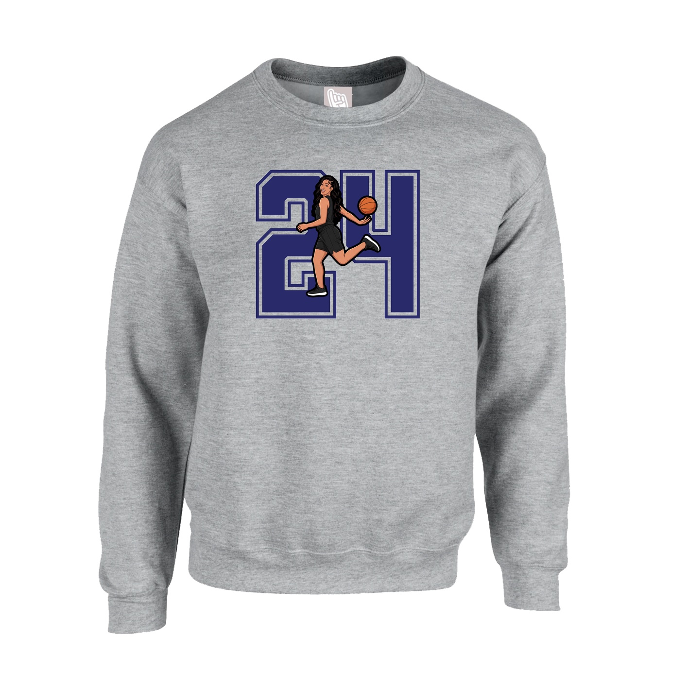 Fleece Crew — Number in Grey