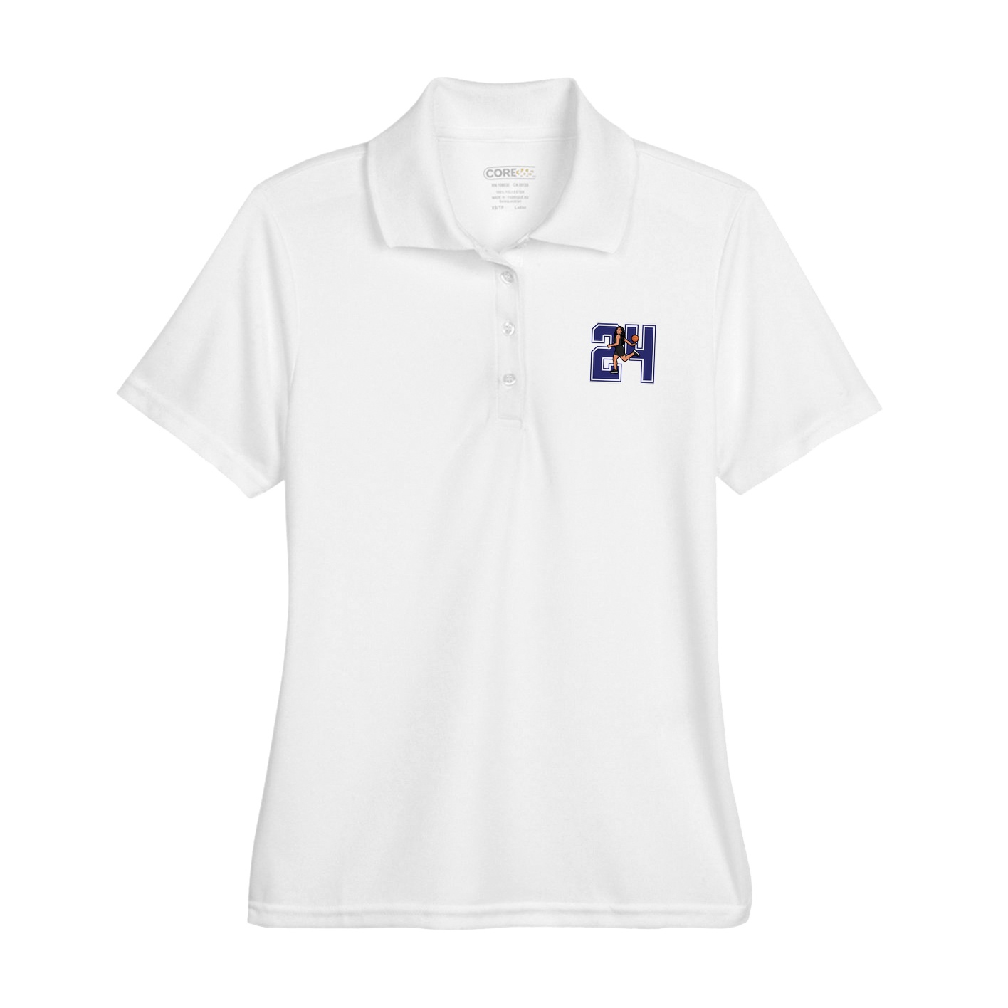 Womens Performance Polo — Number in White