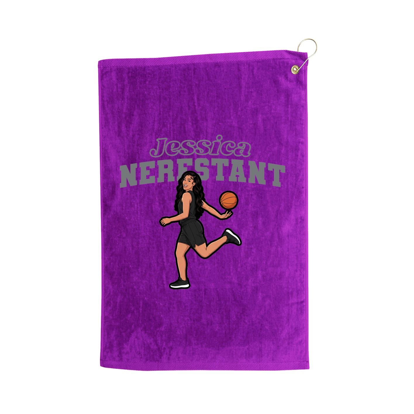 Golf Towel — Name Arch in Purple