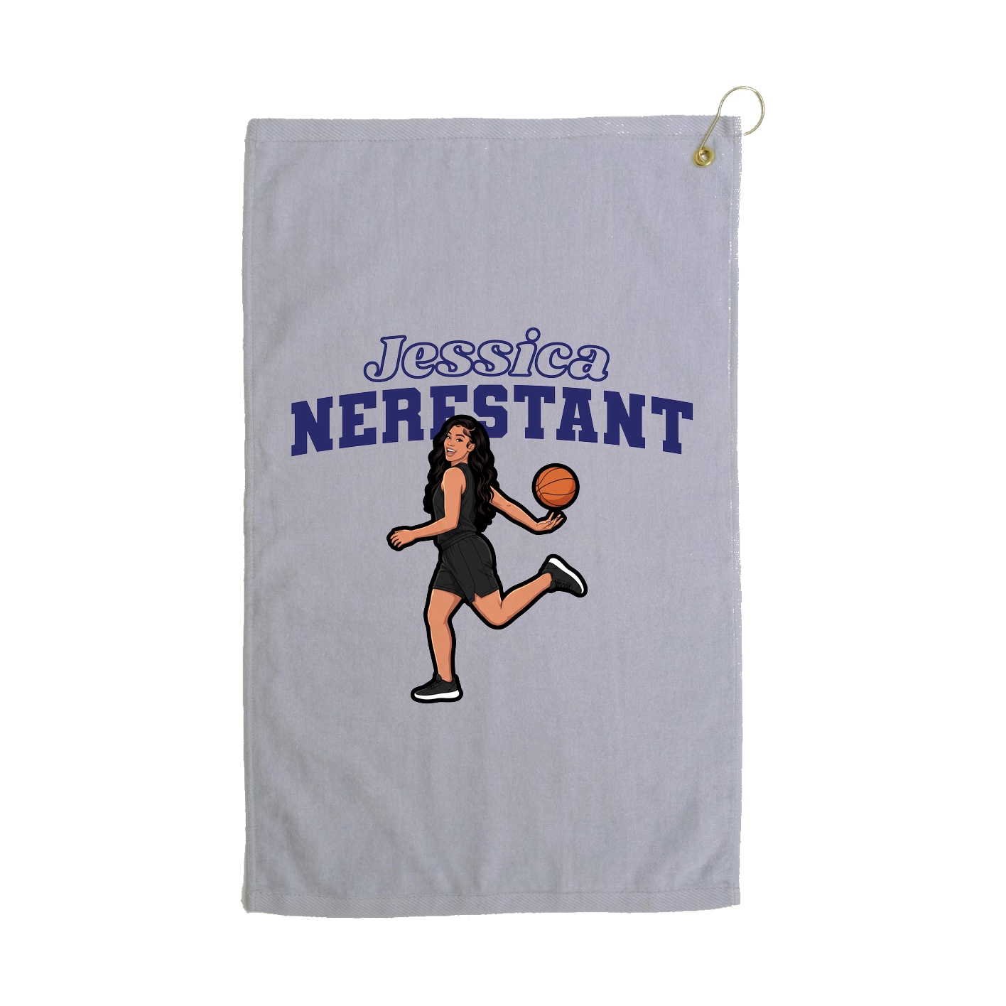 Golf Towel — Name Arch in Grey