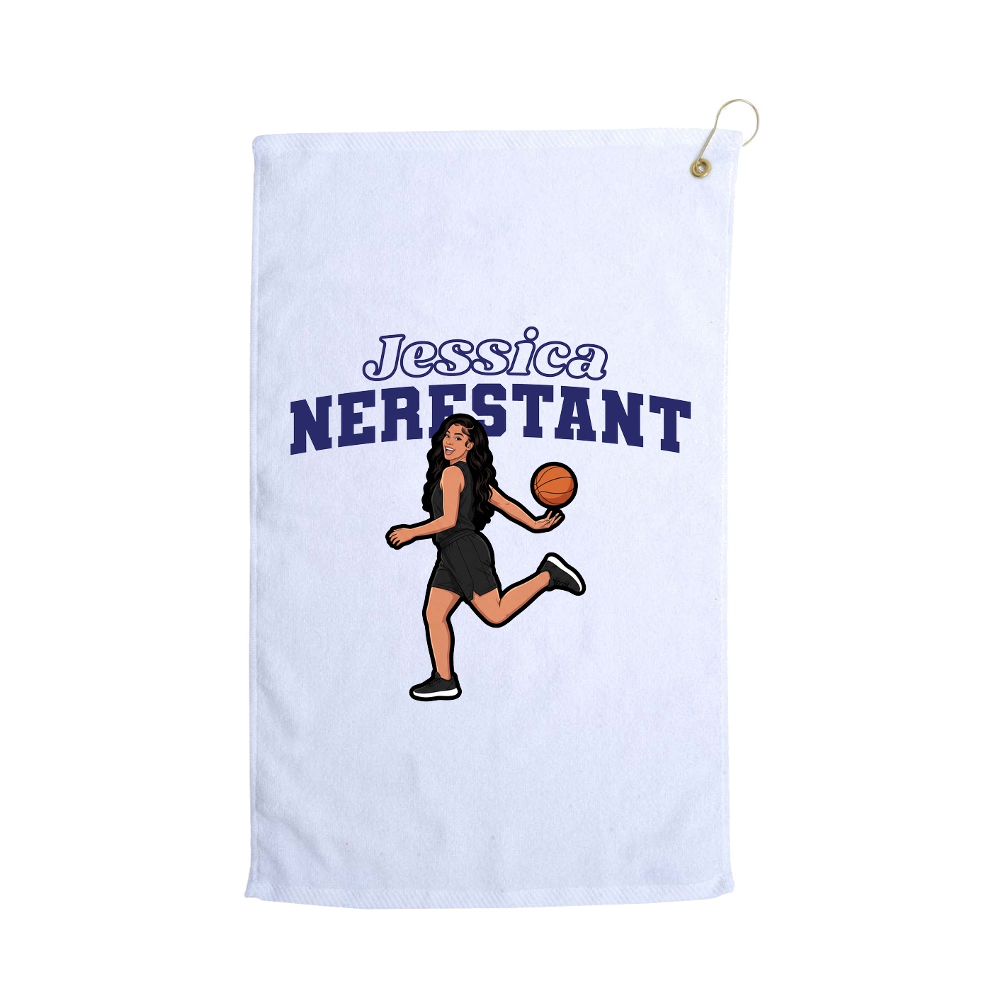 Golf Towel — Name Arch in White