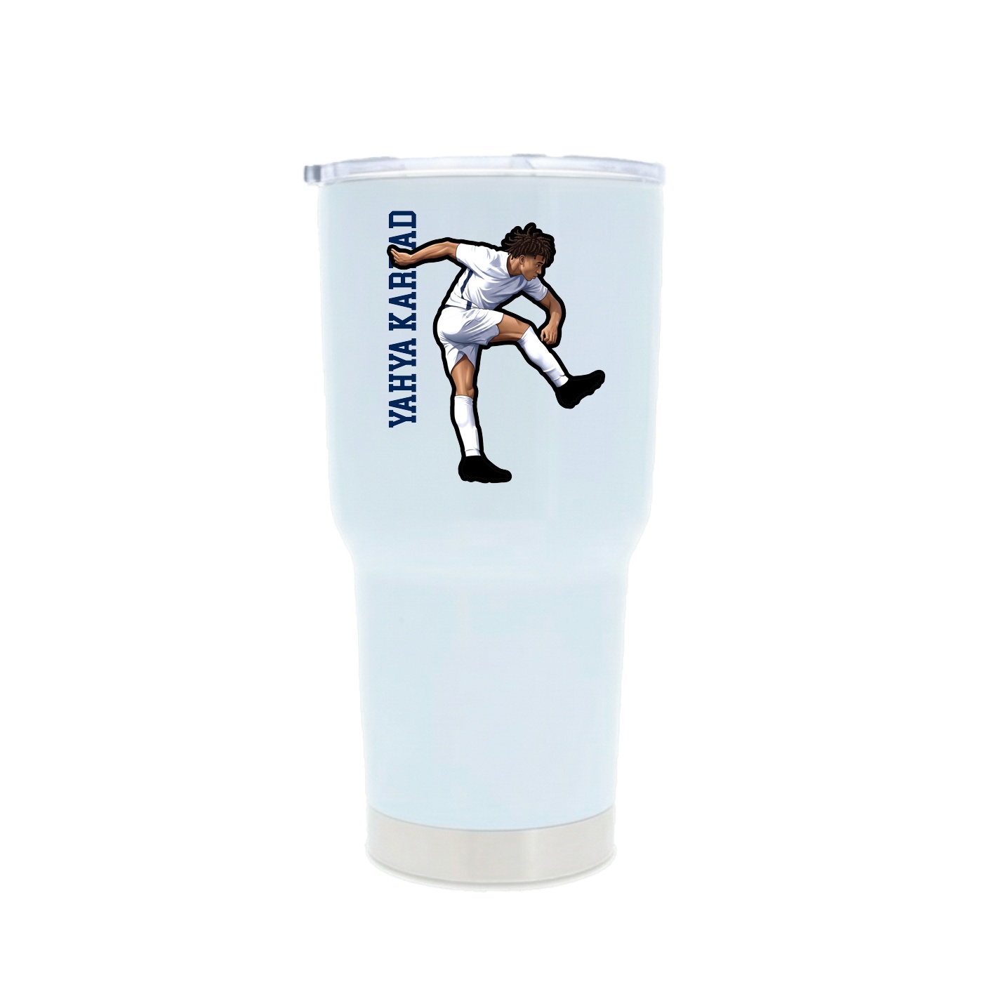 30oz Stainless Steel Tumbler — Name Vertical in White