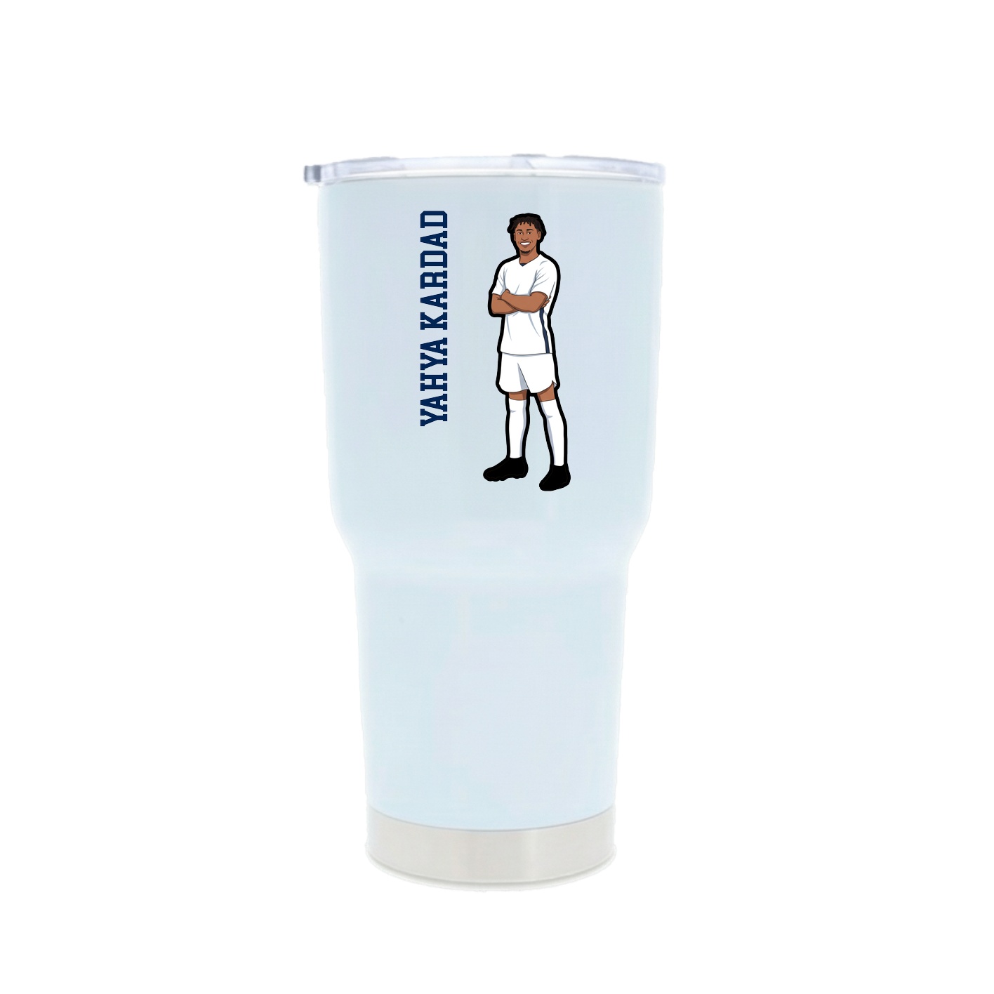 30oz Stainless Steel Tumbler — Name Vertical in White