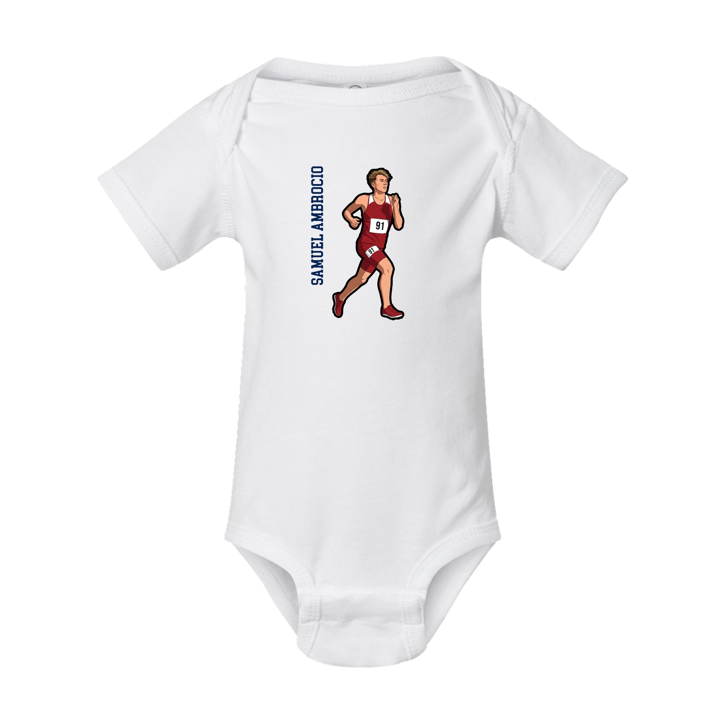 Baby Onesie — Name Vertical in White