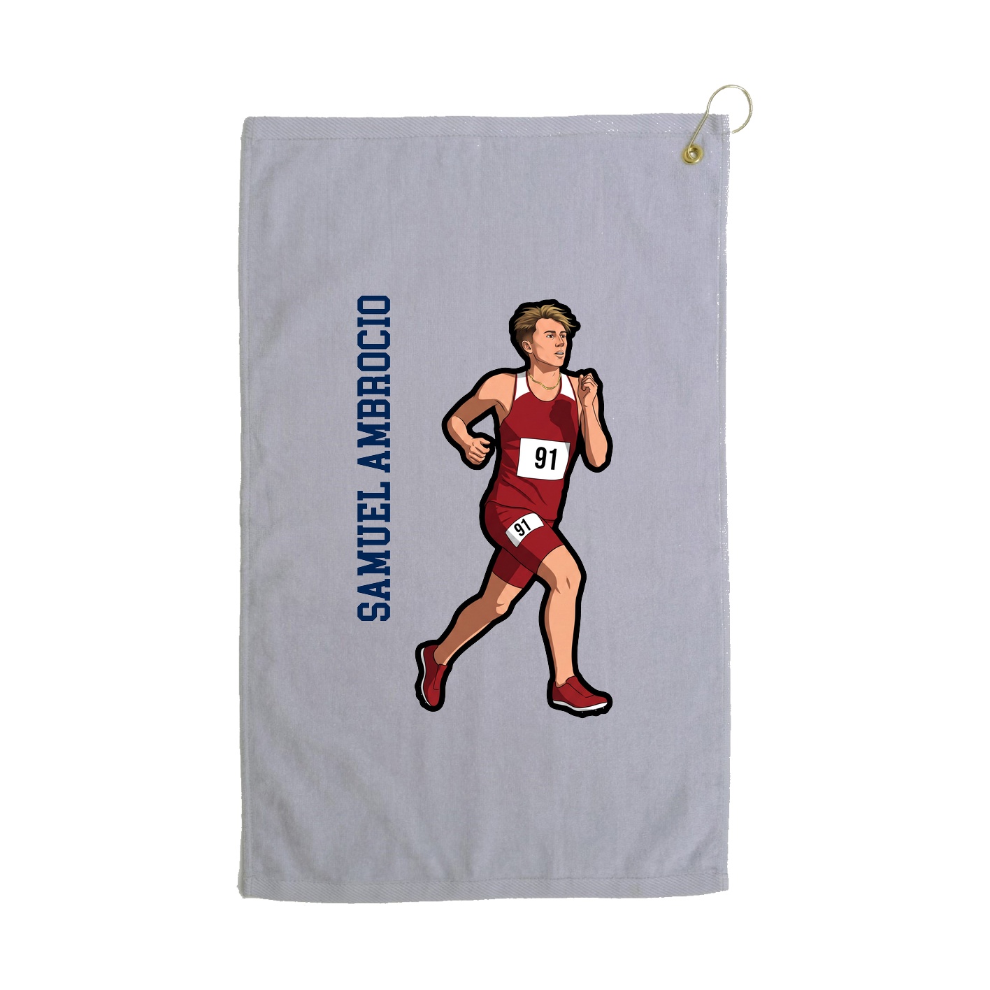 Golf Towel — Name Vertical in Grey