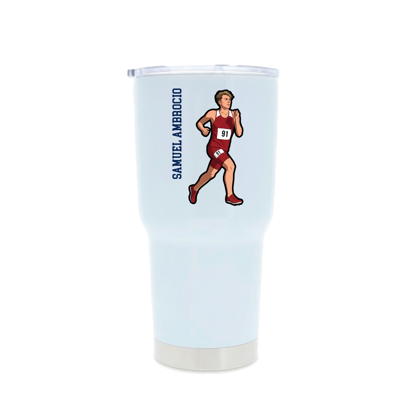 30oz Stainless Steel Tumbler — Name Vertical in White