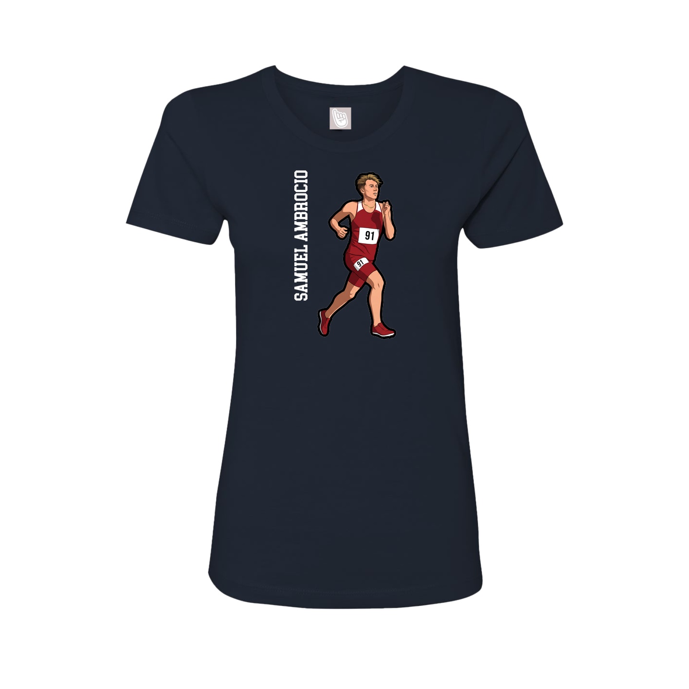 Fitted Women's Tee — Name Vertical in Navy