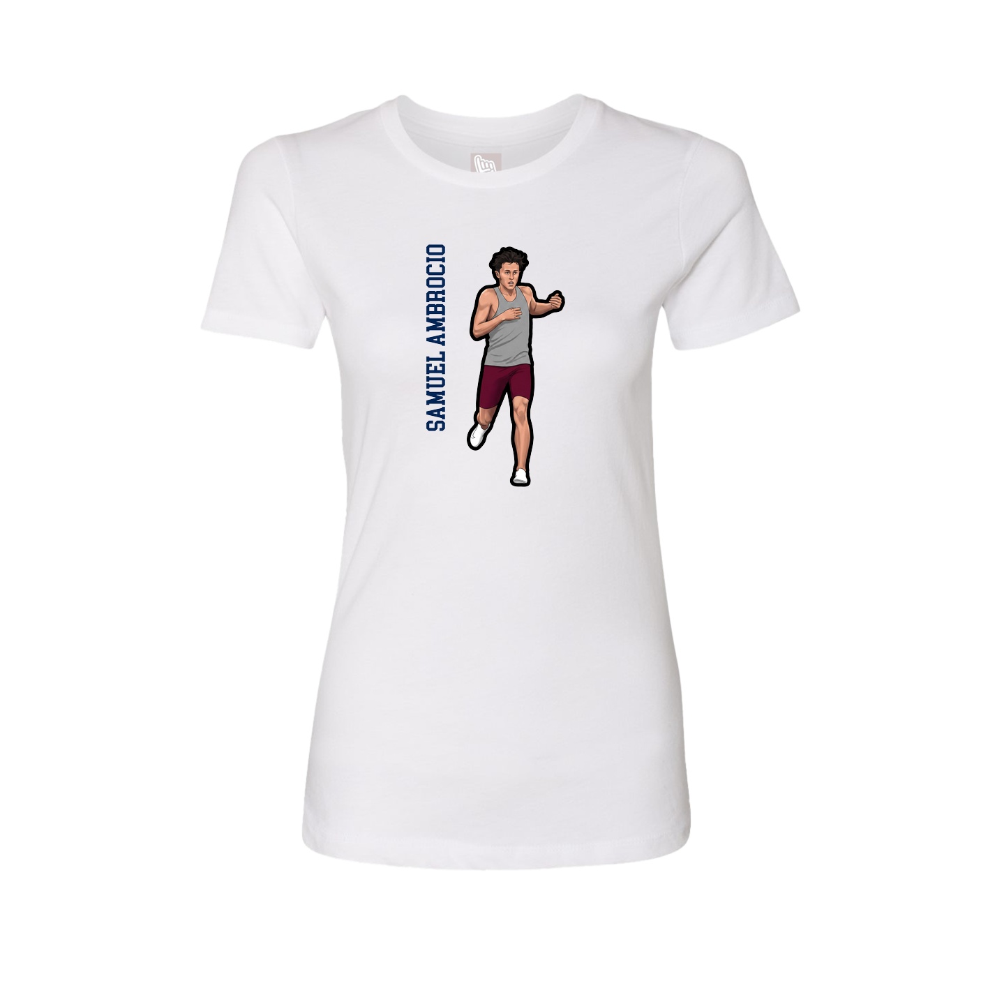 Fitted Women's Tee — Name Vertical in White